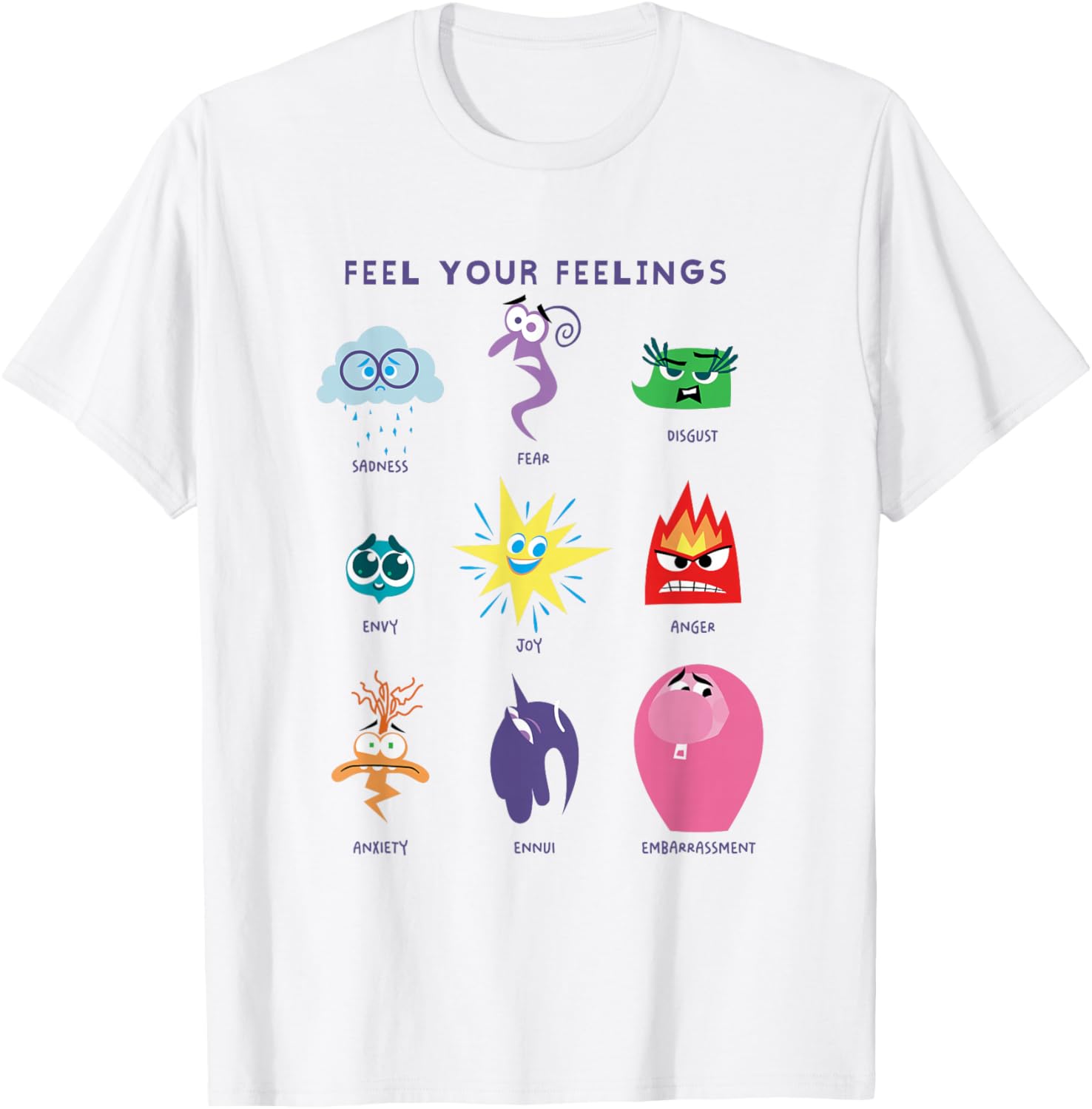 Disney Pixar Inside Out 2 Feel Your Feelings Emotions T-Shirt for Kids - 5