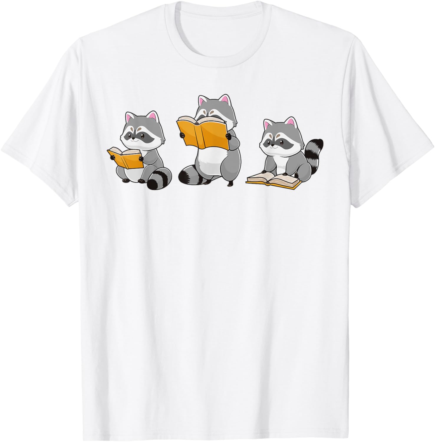 Cute Raccoon Reading Books T-Shirt for Book Lovers and Bookworms - 23