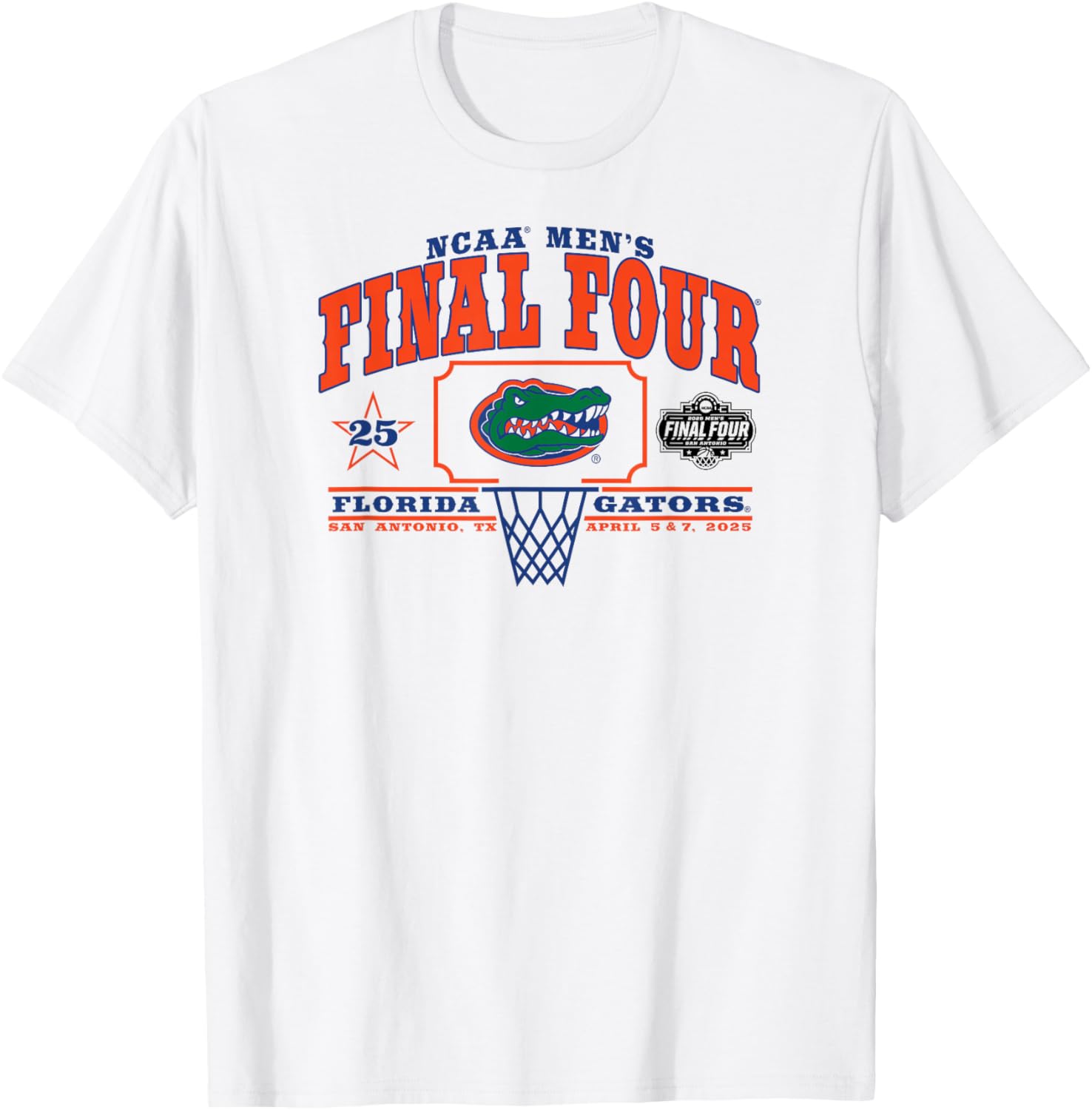 Florida Gators Final Four 2025 Men's Basketball White T-Shirt for Fans - 1