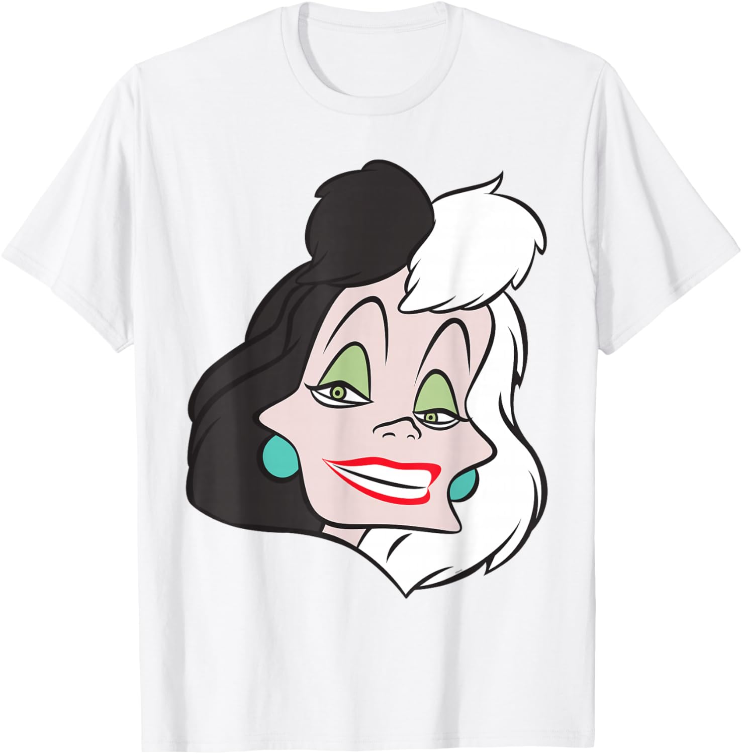 Fashionable Cruella De Vil Big Face T-Shirt for Disney Villains Fans - 18