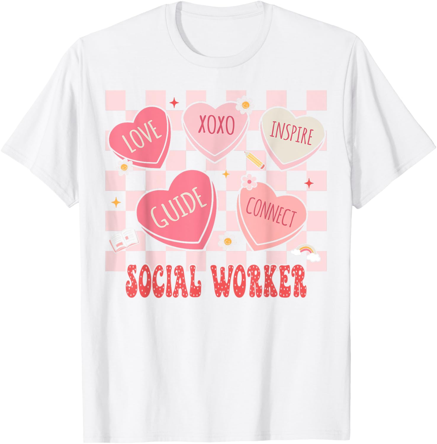 Retro Valentine Social Worker Hearts T-Shirt for Women - Cute Gift - 2