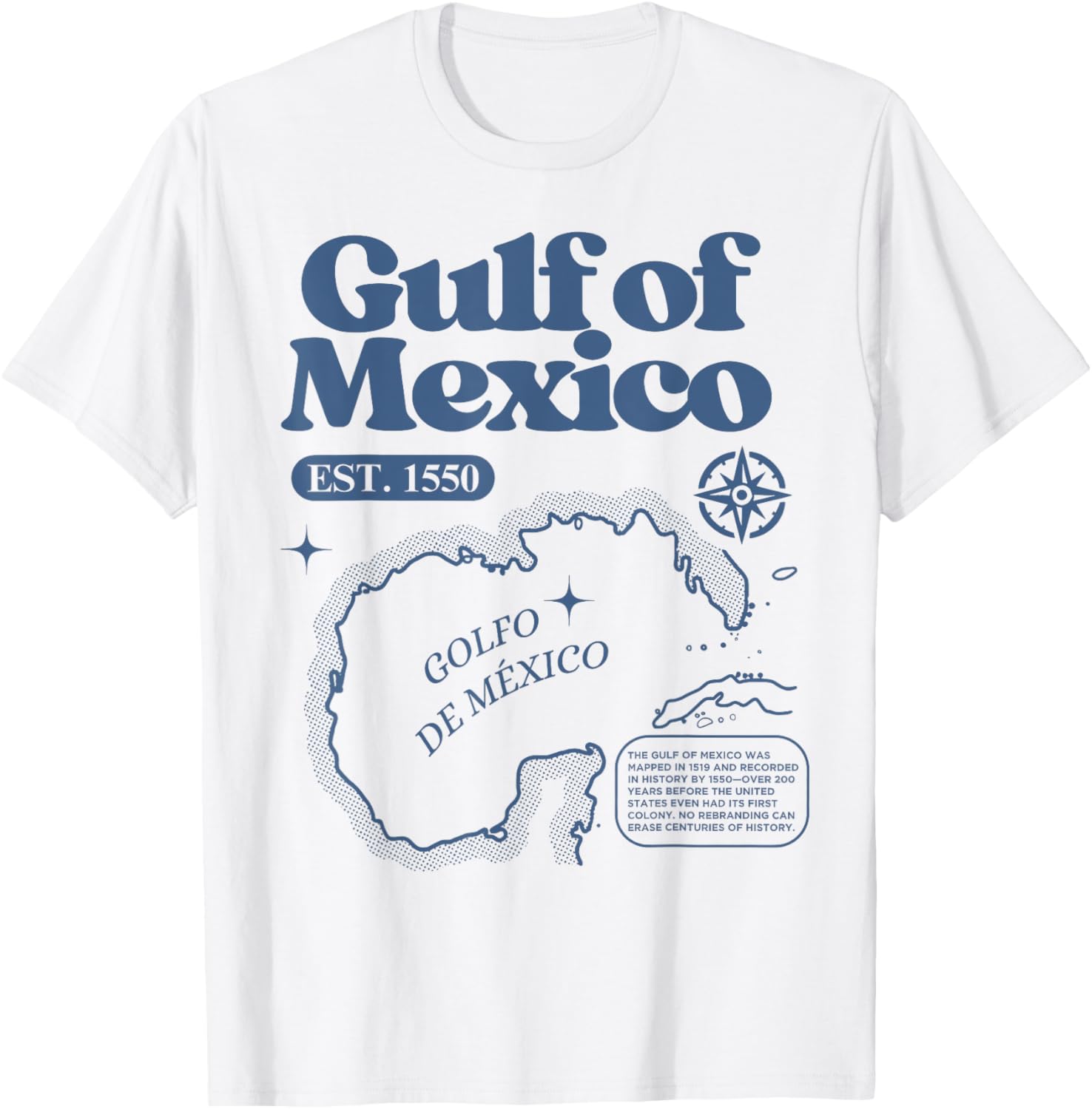 Vintage Gulf of Mexico 1550 Map T-Shirt for History Lovers - 16