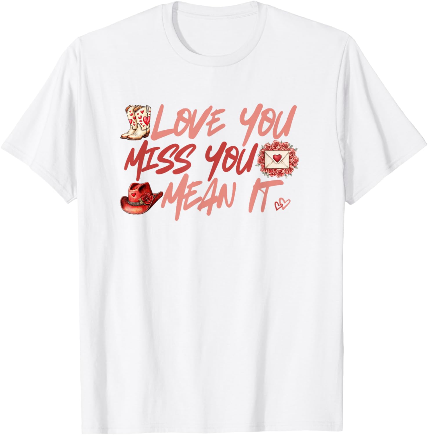 Cowgirl Boots Hat Hearts Roses T-Shirt Stylish Western Fashion Apparel - 9