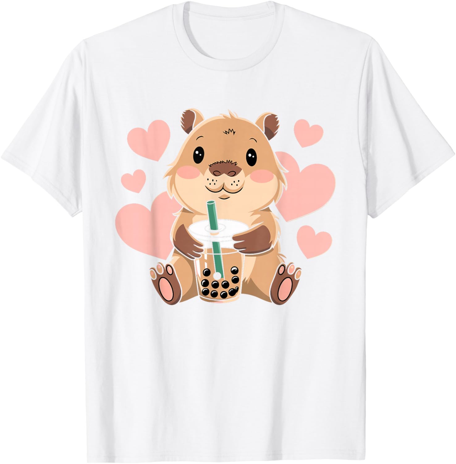 Cute Capybara Boba Tea T-Shirt for Women, Teens, and Kids - 10