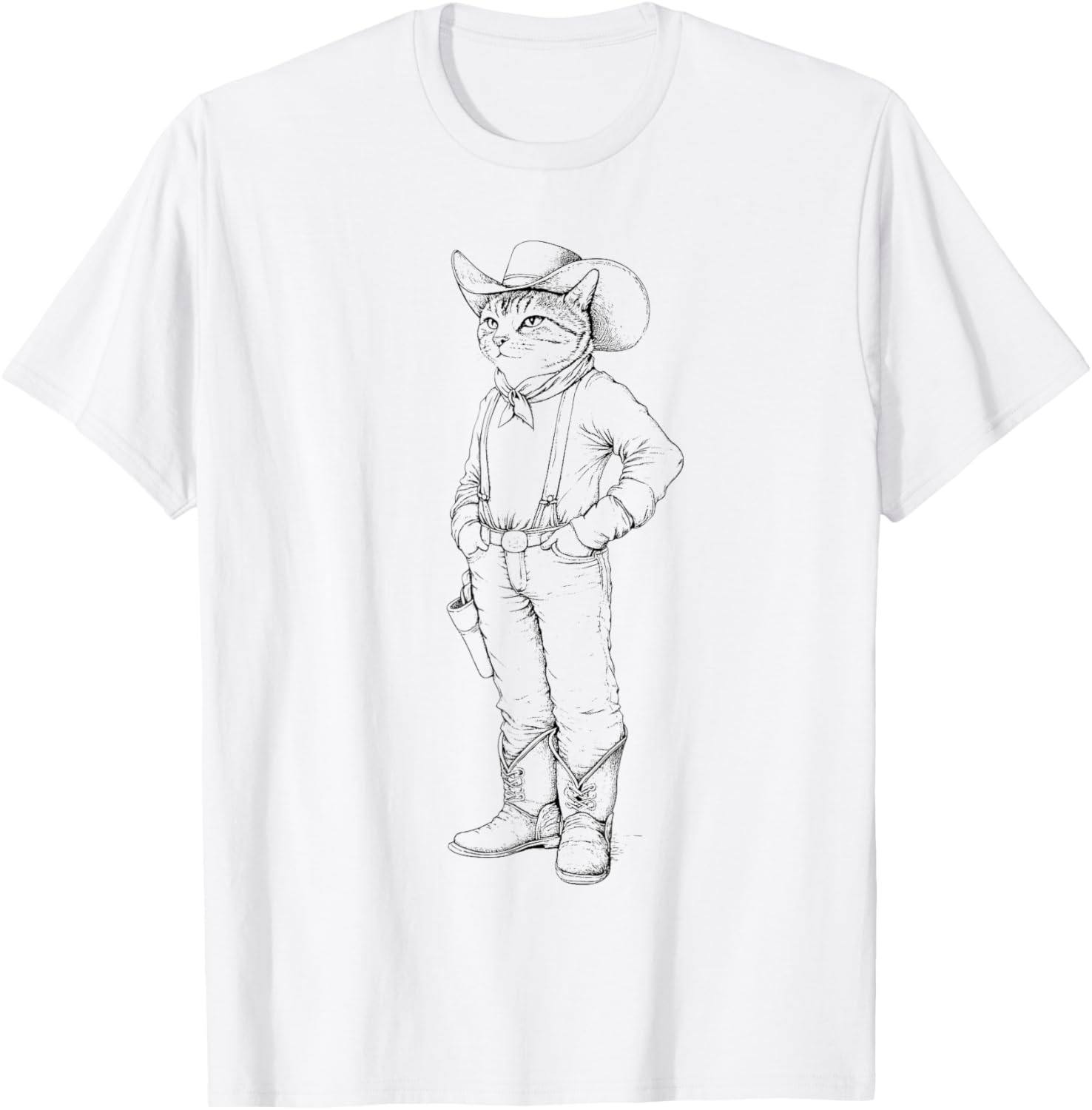 Funny Cat in Cowboy Hat T-Shirt for Western Cat Lovers - 1