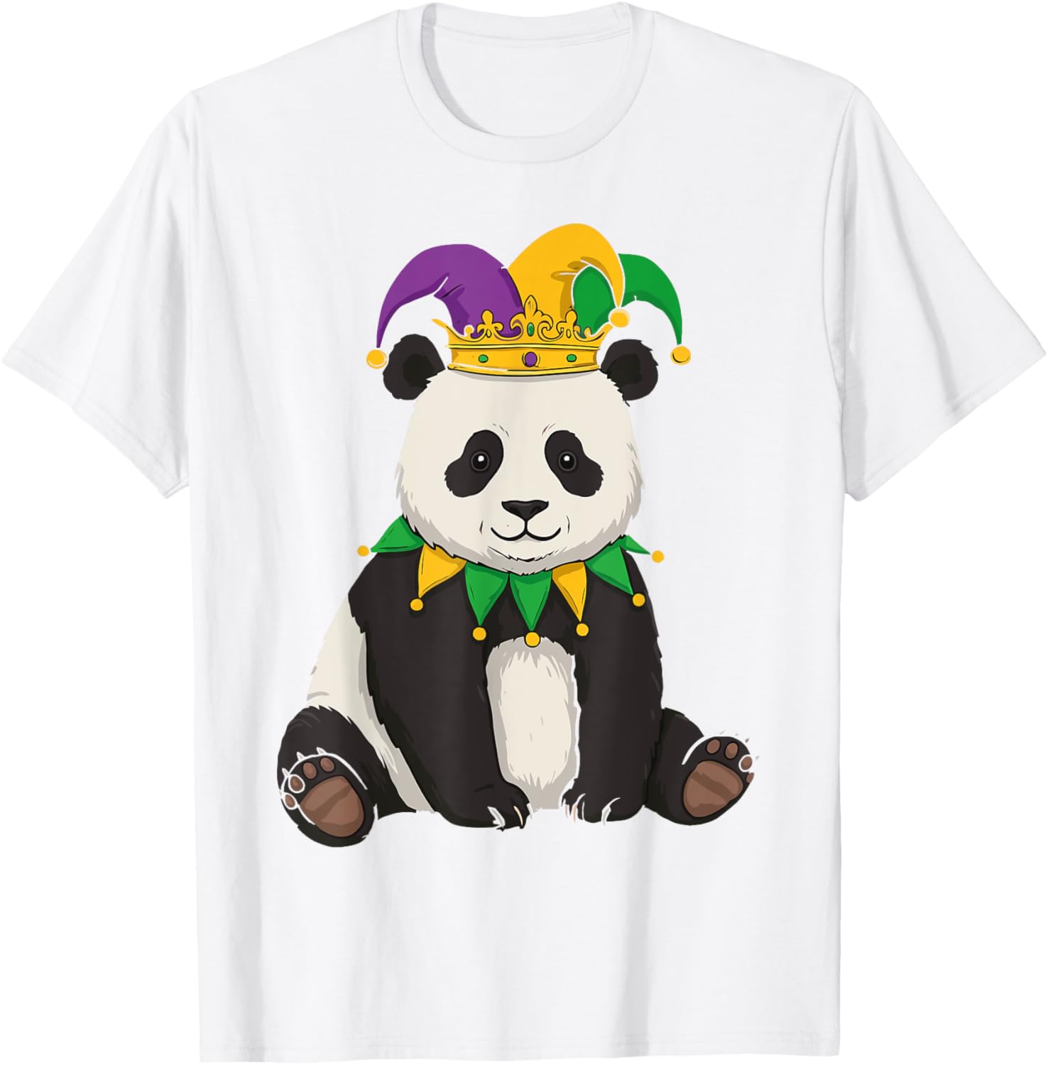 Funny Panda Mardi Gras Jester Hat Tee Cute Gift T-Shirt for All Ages - 19