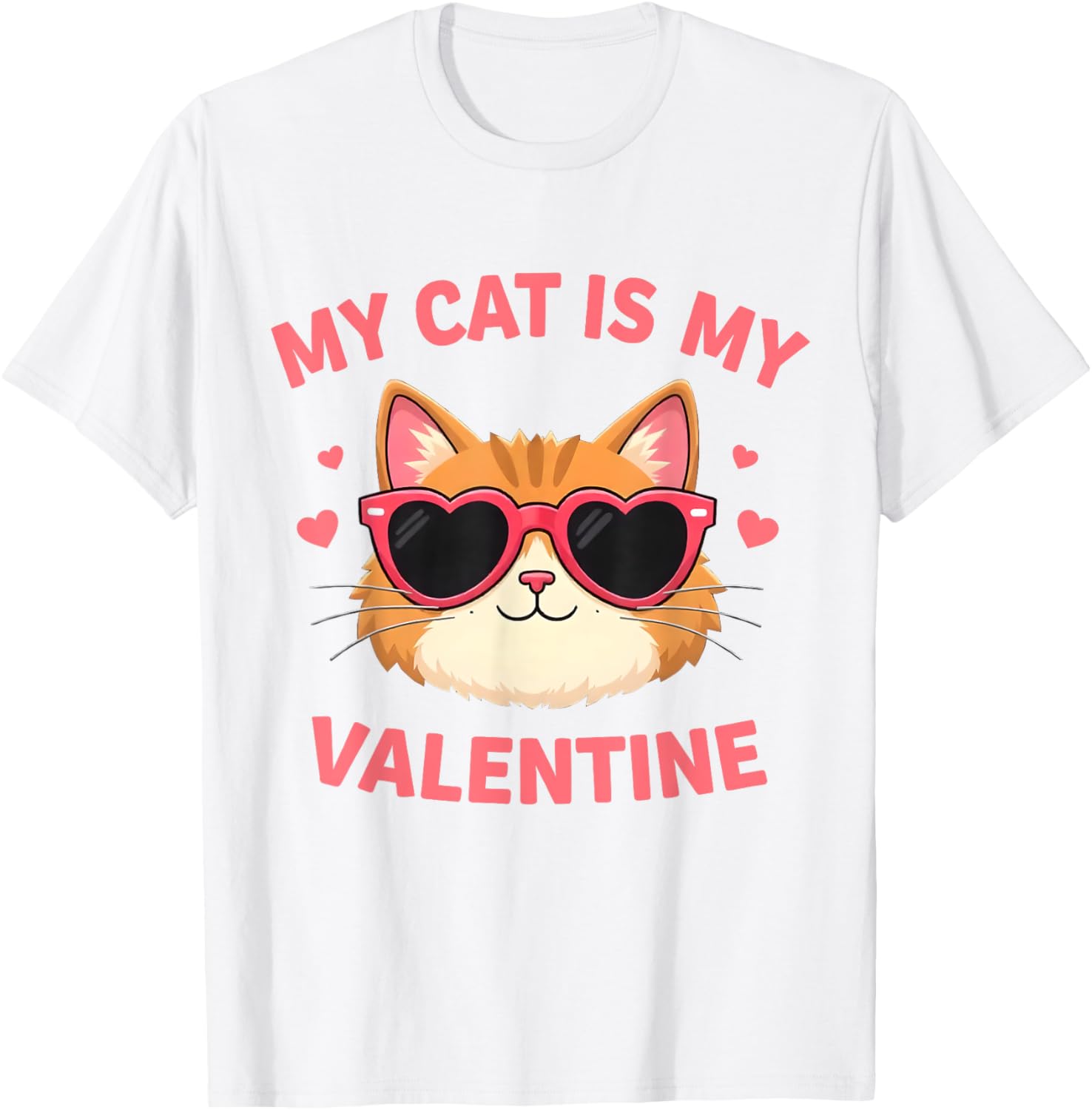 Cute Cat Lover Valentine's Day T-Shirt with Hearts for Cat Owners - 11