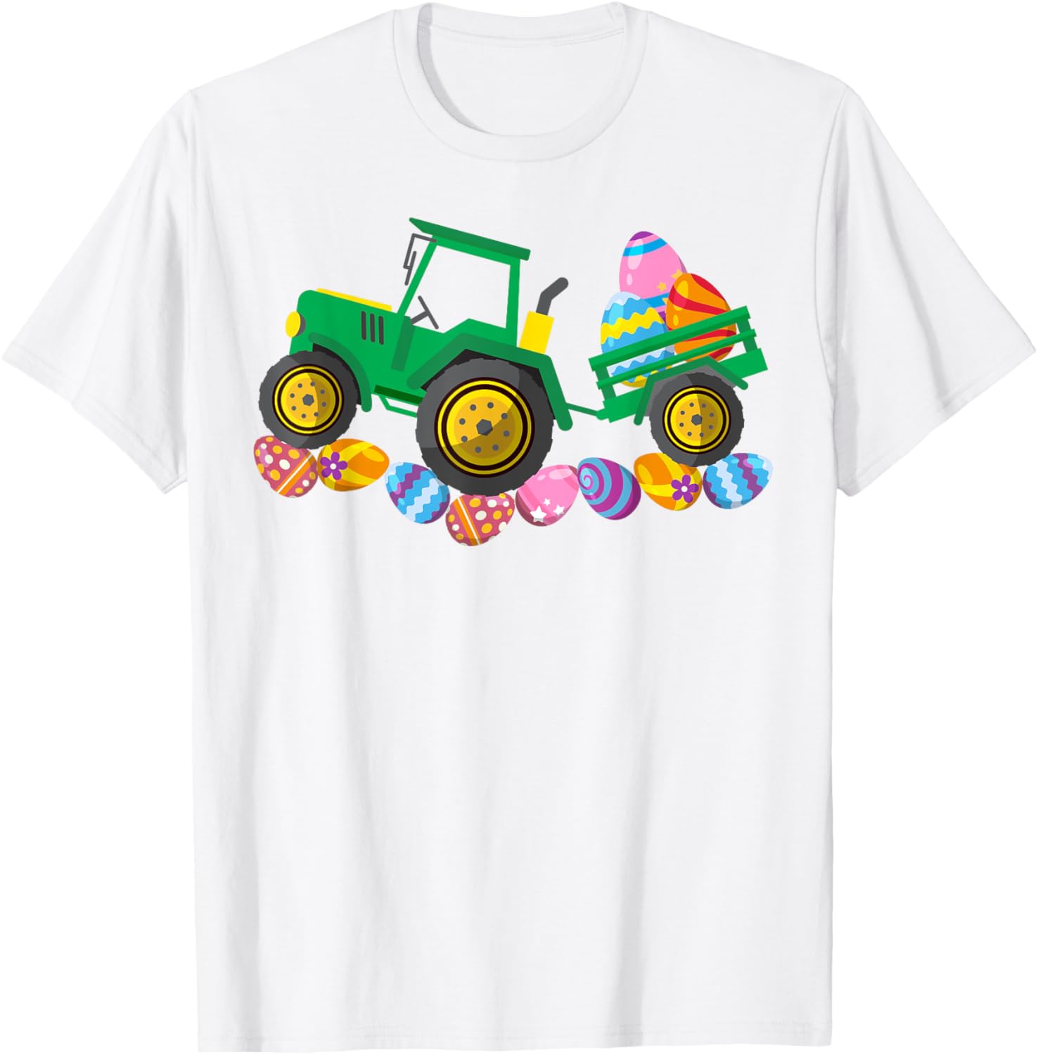 Easter Bunny Toddler T-Shirt for Boys and Girls with Farmer Tractor Eggs - 3