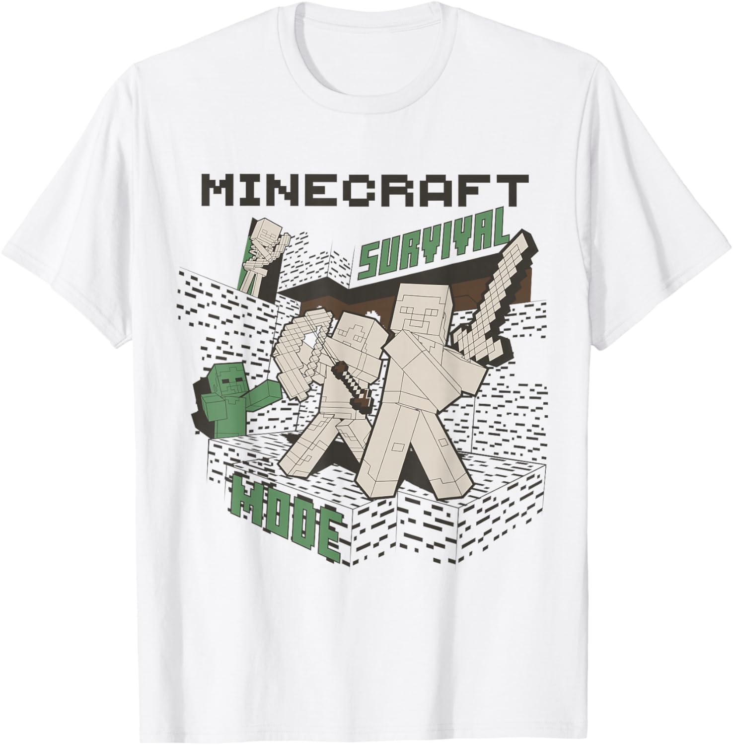 Minecraft Survival Mode Action Pose Scene T-Shirt for Gamers - 3