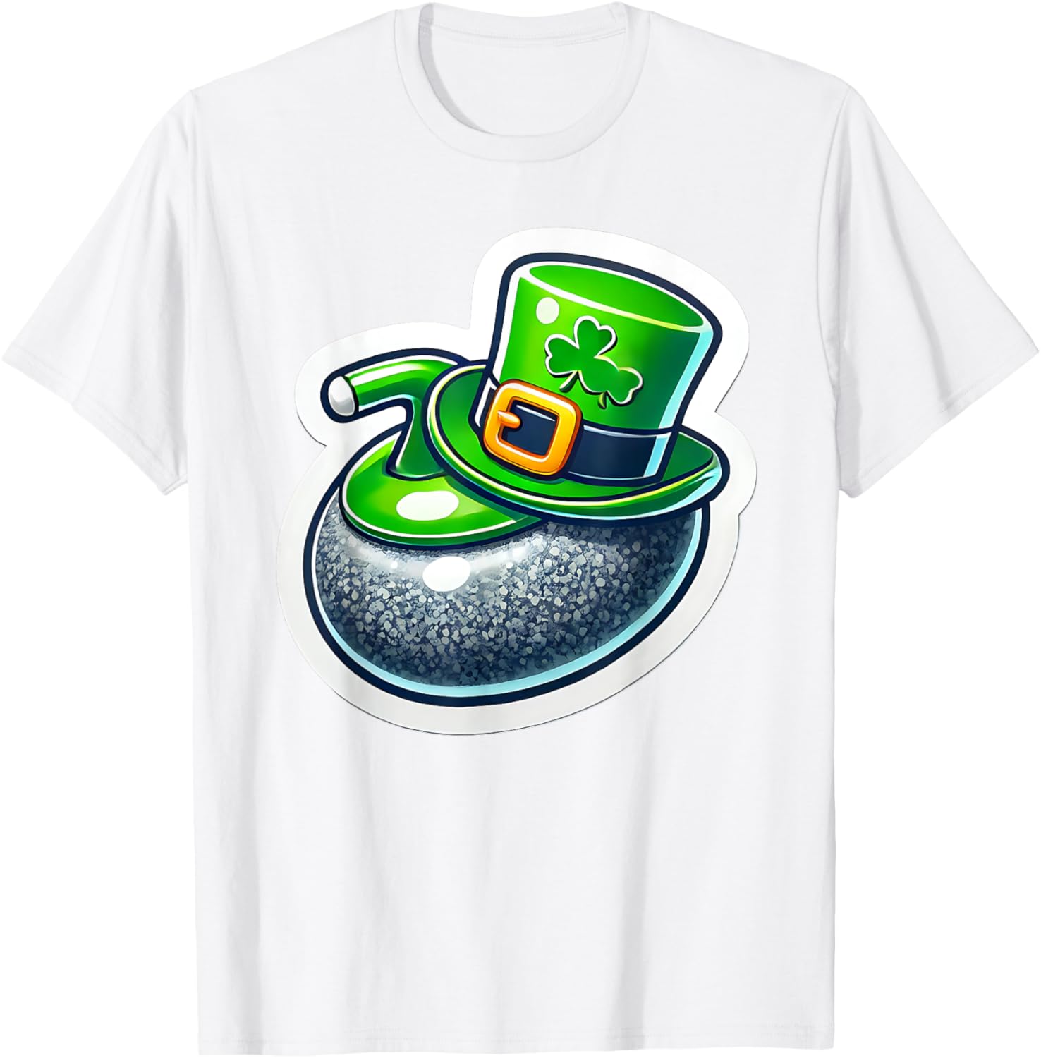 St. Patrick's Day Curling Stone Hat Irish Spirit Funny T-Shirt for Fun - 19