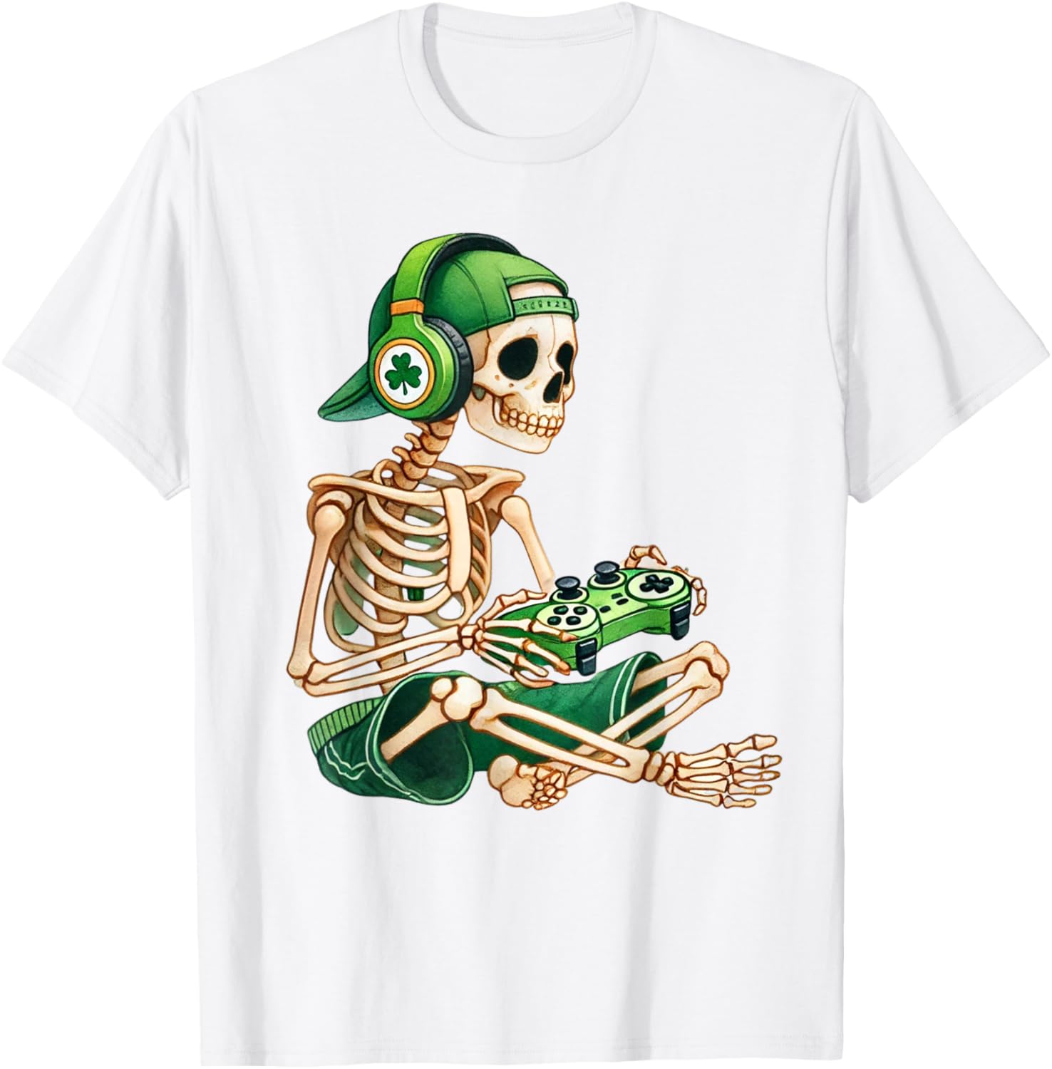 St Patricks Day Skeleton Leprechaun Gamer T-Shirt for Boys - 20