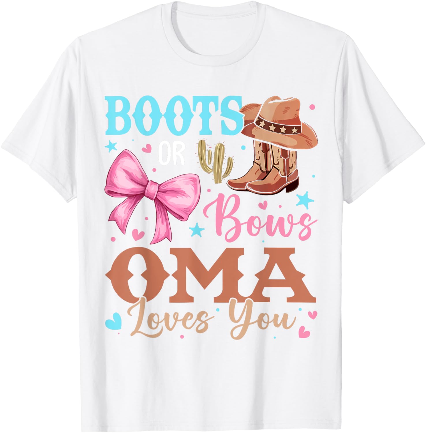Oma Loves You Gender Reveal T-Shirt with Boots or Bows Design - 10
