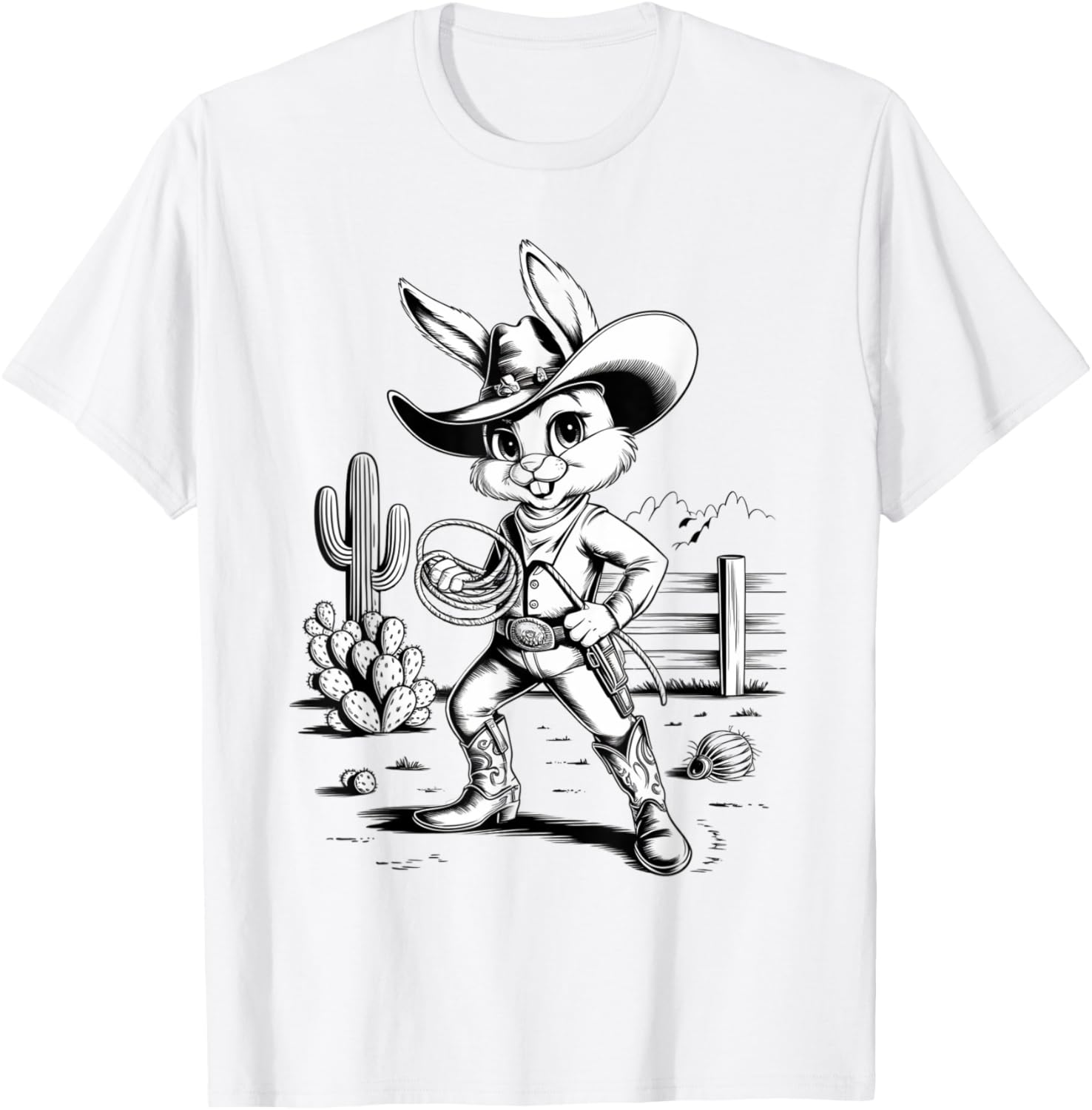 Cowboy Bunny Western Adventure T-Shirt for Fun Desert Inspired Style - 12