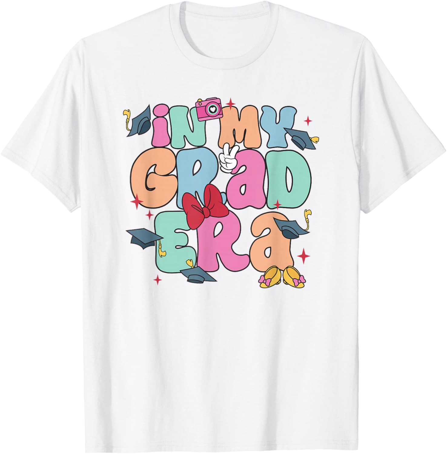 Disney Minnie Mouse Cute Colorful Chest Logo T-Shirt for Women - 6