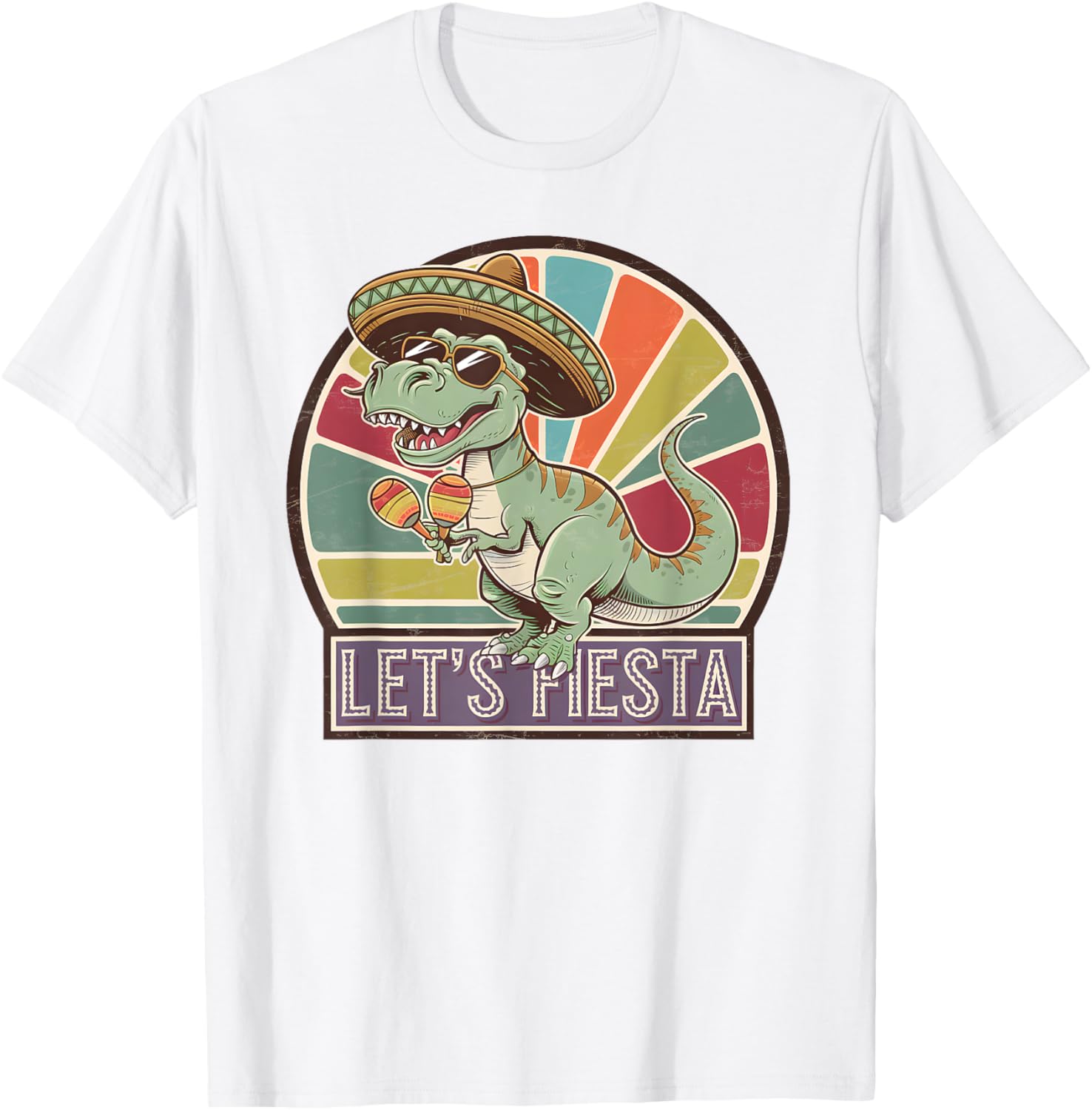 Lets Fiesta Mexican Dino T-Rex Cinco de Mayo Toddler Boys T-Shirt - 6