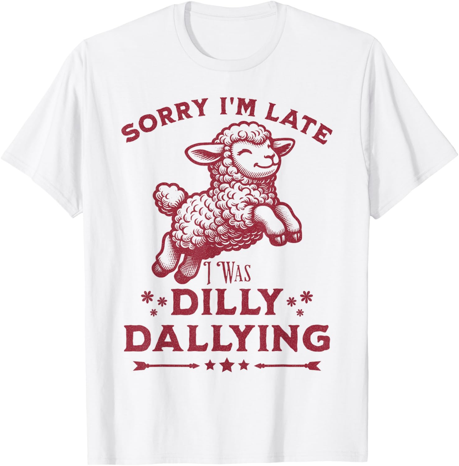 Cute Lamb Sorry I'm Late Dilly Dallying Baby T-Shirt for Kids - 4