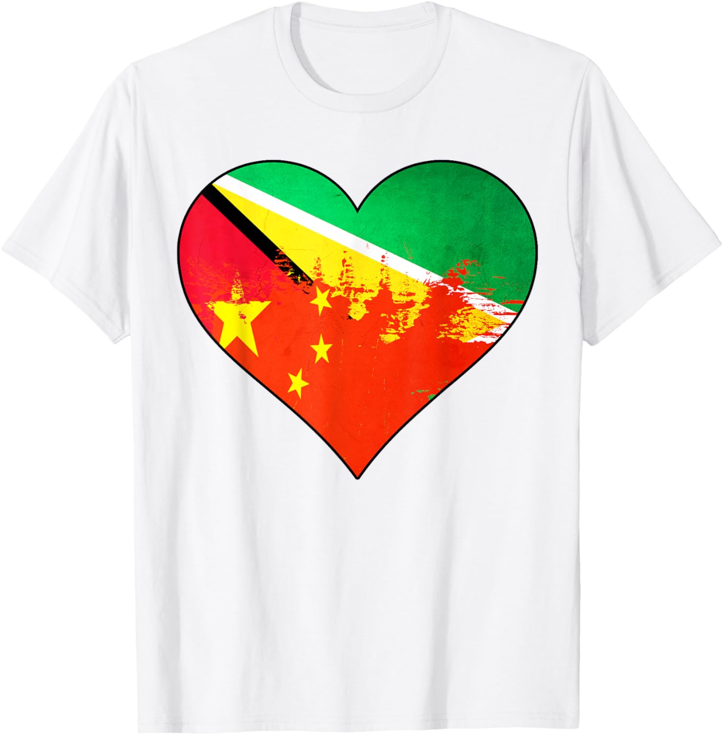Guyanese and Chinese Heritage Flag T-Shirt for Cultural Pride and Style - 1