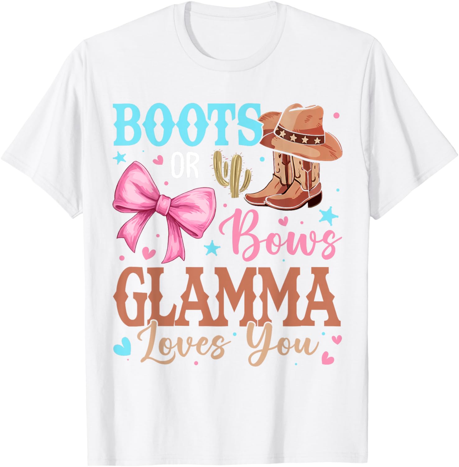 Glamma Loves You T-Shirt for Boots or Bows Gender Reveal Party - 9