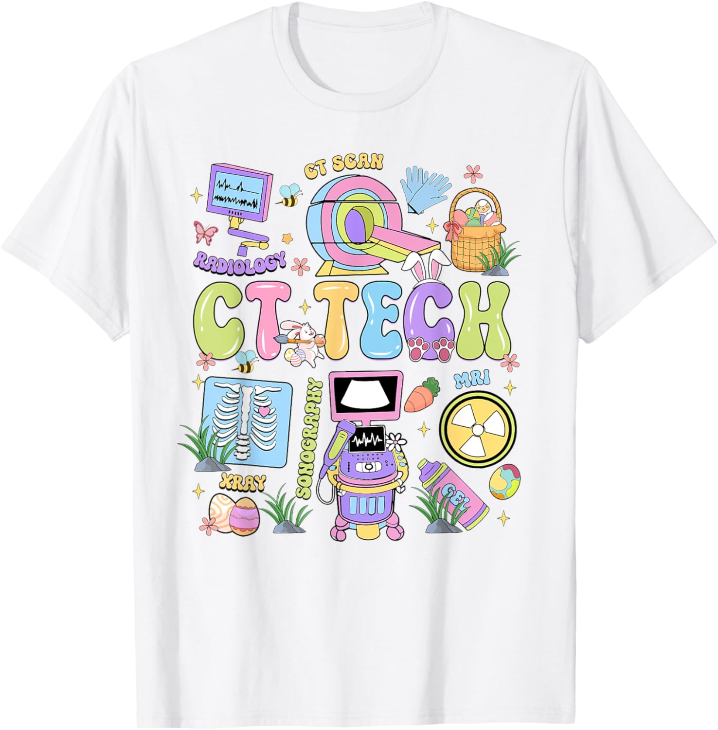 Happy Easter Day Hoppy CT Scan Tech T-Shirt for Radiology Professionals - 11
