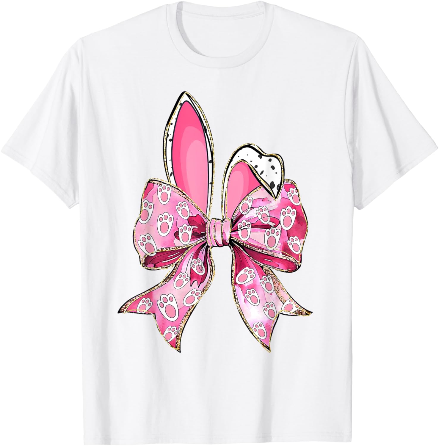 Happy Easter Bunny Coquette Bow Ears T-Shirt for Girls and Teens - 9