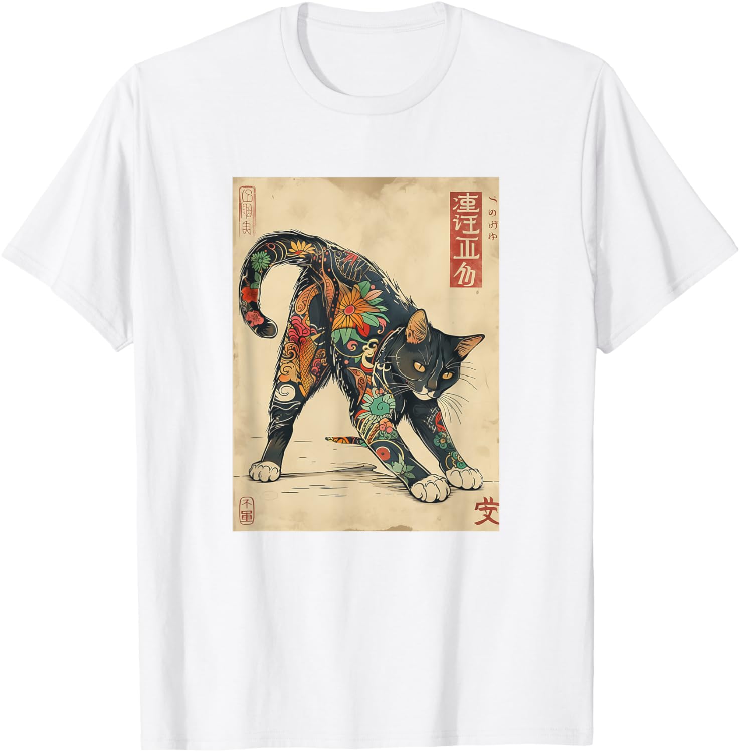 Unique Cat Japanese Tattoo Art T-Shirt for Men, Women, and Kids - 17