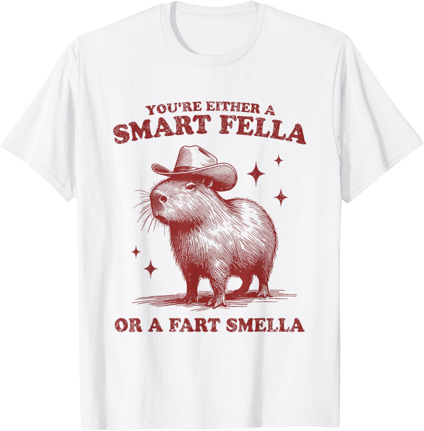 Funny Capybara T-Shirt - You're Either Smart or a Fart Smella Tee - 5