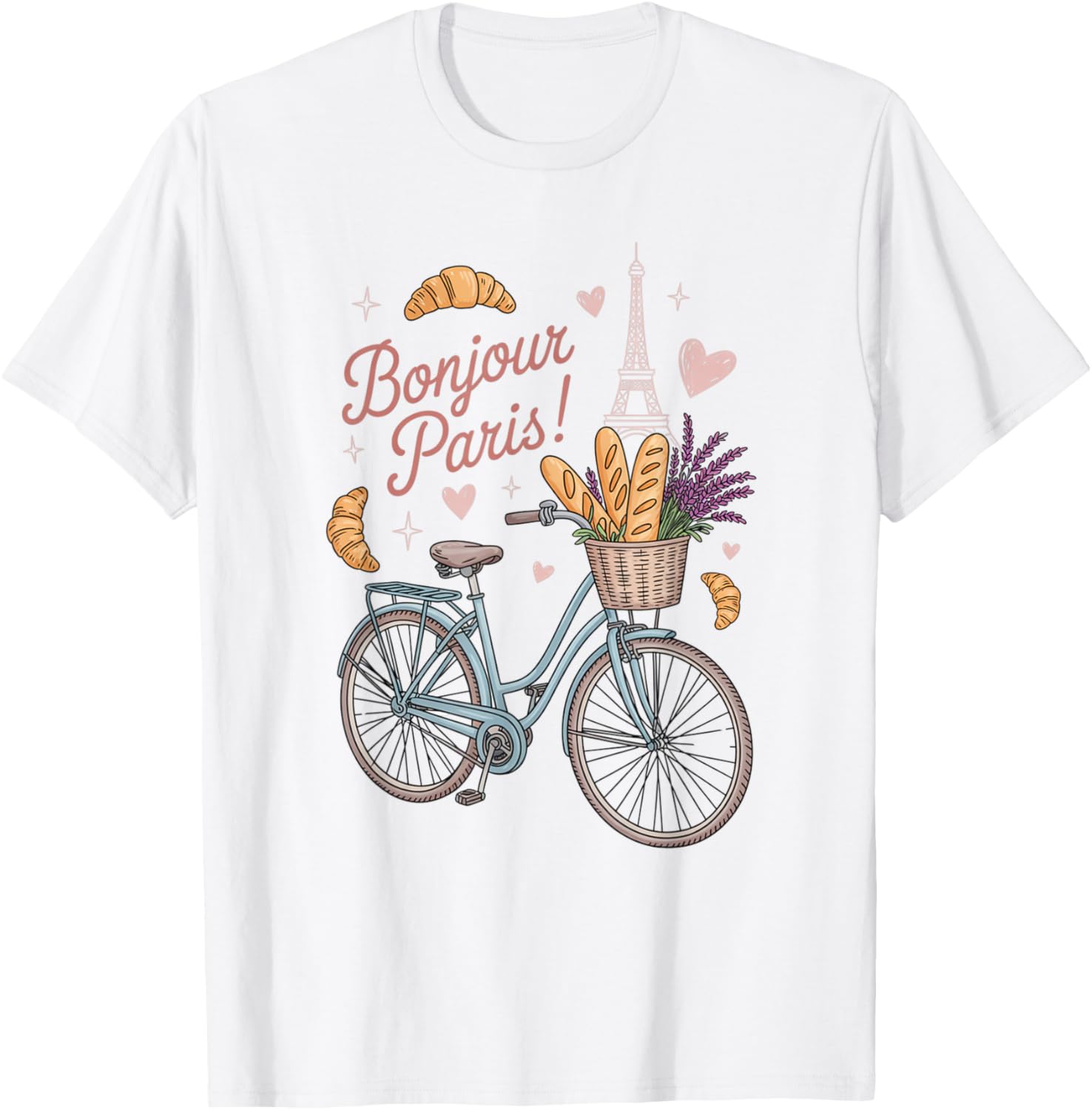 Cute Paris Eiffel Tower Bicycle T-Shirt for Travel Lovers - 2
