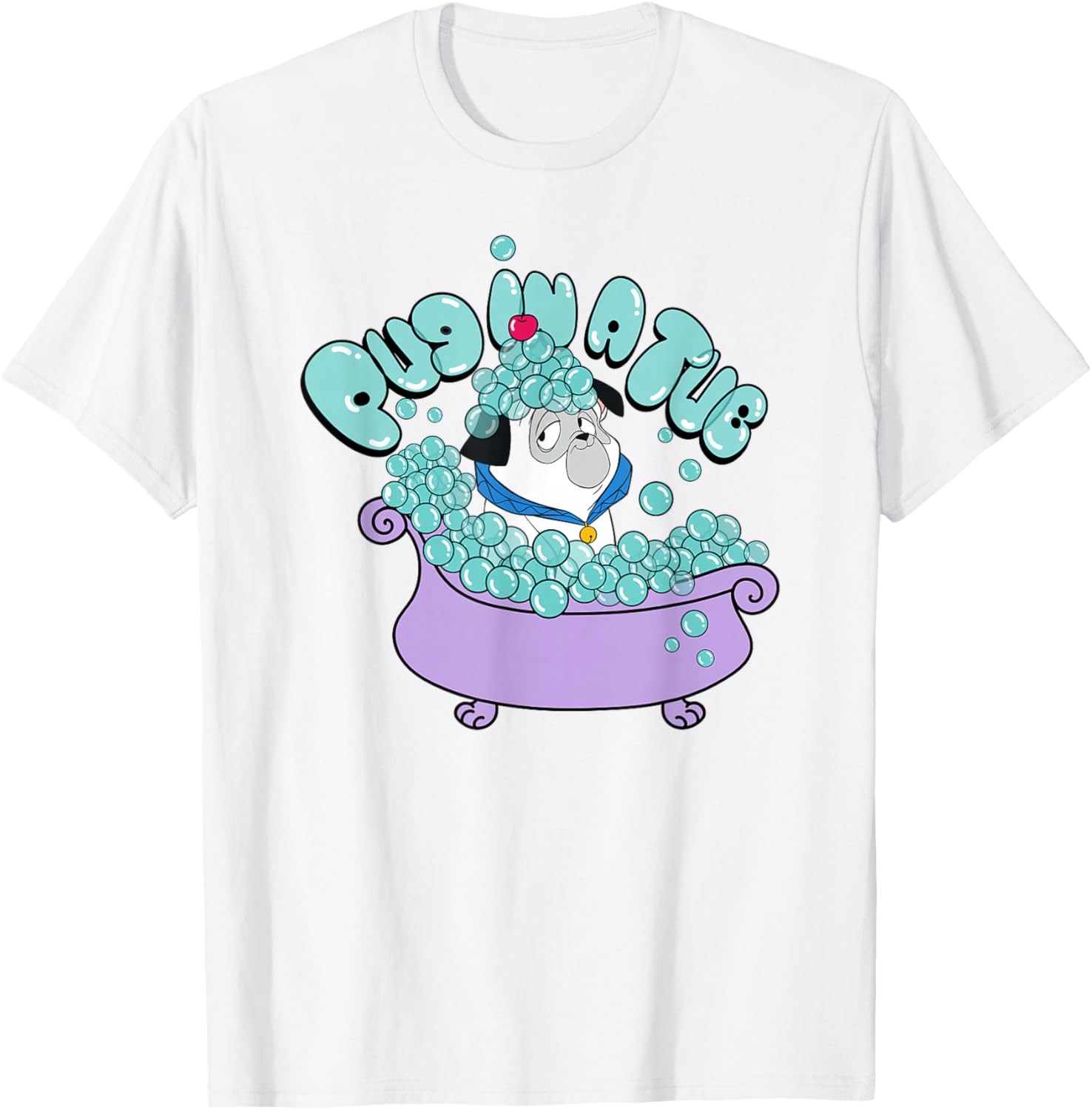 Cute Disney Pocahontas Pug in a Tub Percy Big Chest Logo T-Shirt - 7