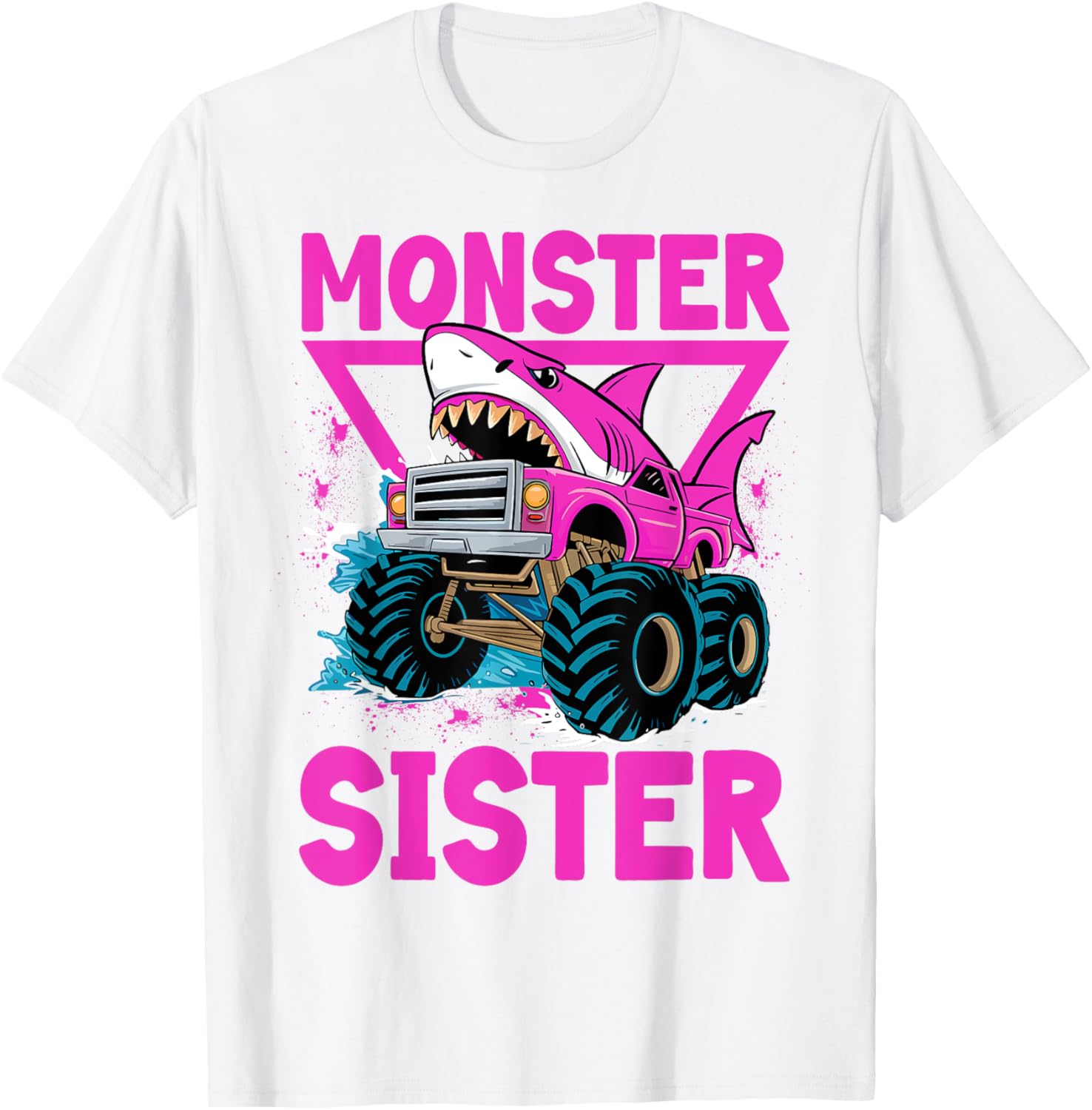 Pink Shark Monster Truck T-Shirt for Girls - Fun Sister Jam Shirt - 21