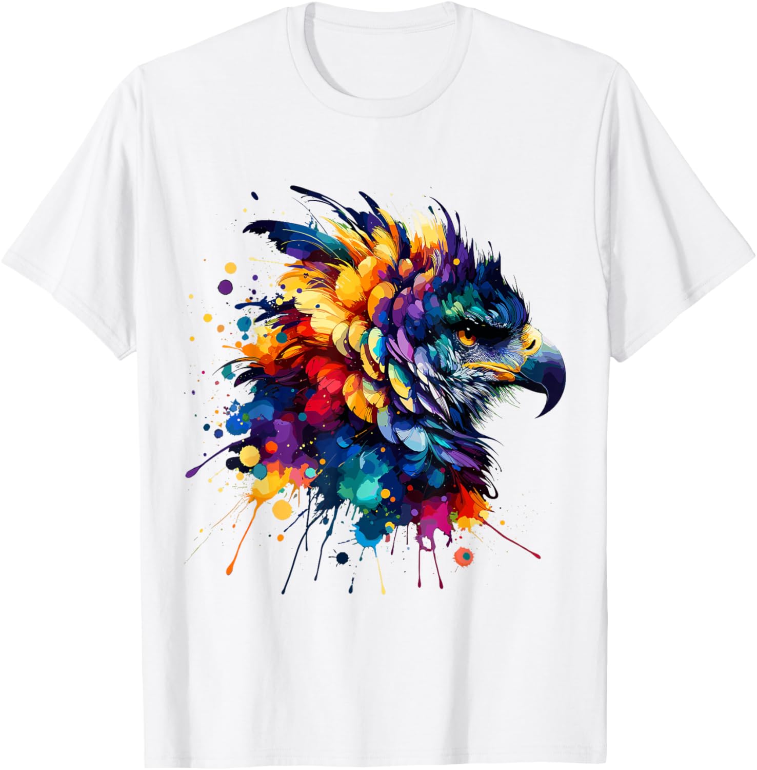 Colorful Harpy Eagle Splash Art T-Shirt for Nature Lovers and Wildlife Fans - 13