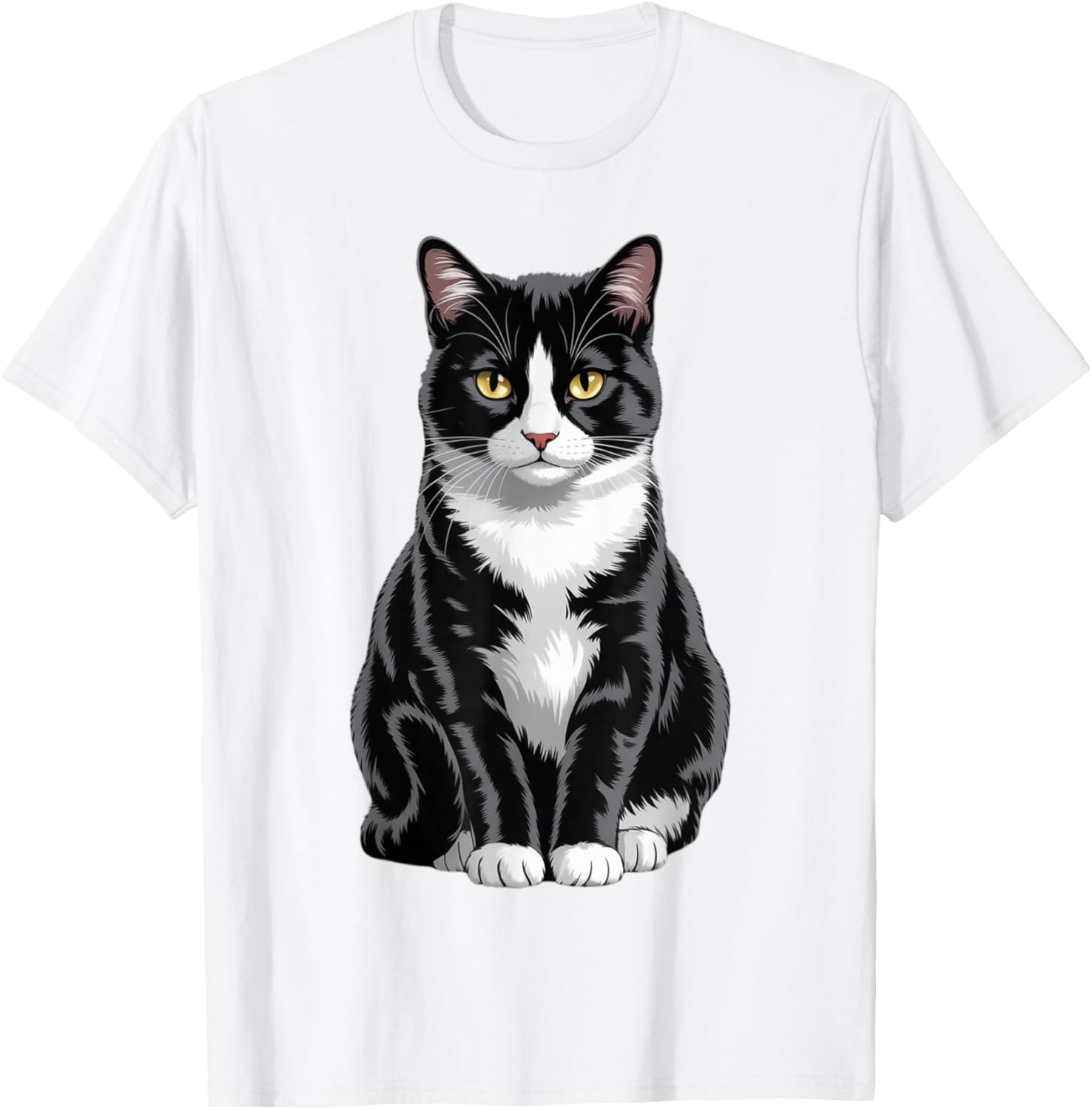 Majestic Tuxedo Cat Art T-Shirt for Cat Lovers - Unisex Kids and Adults - 25