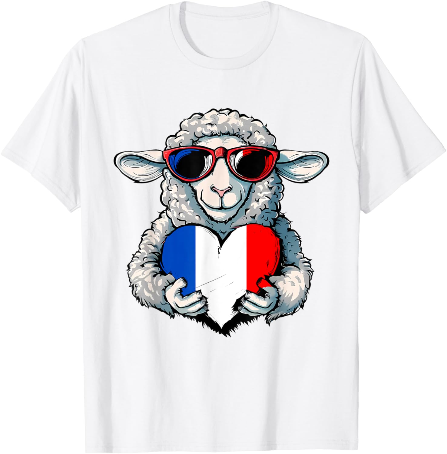 French Pride T-Shirt with France Flag and Sheep Design for Stylish Wear - 18