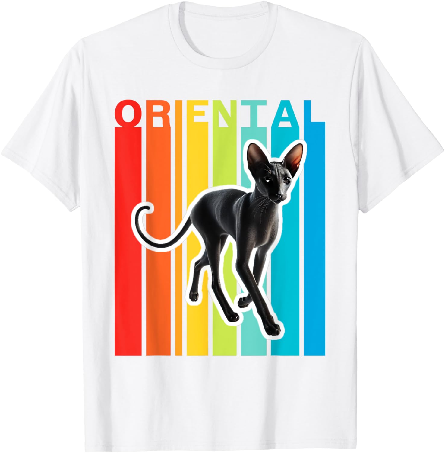 Colorful Oriental Cat T-Shirt for Cat Lovers – Trendy and Fun Apparel - 3