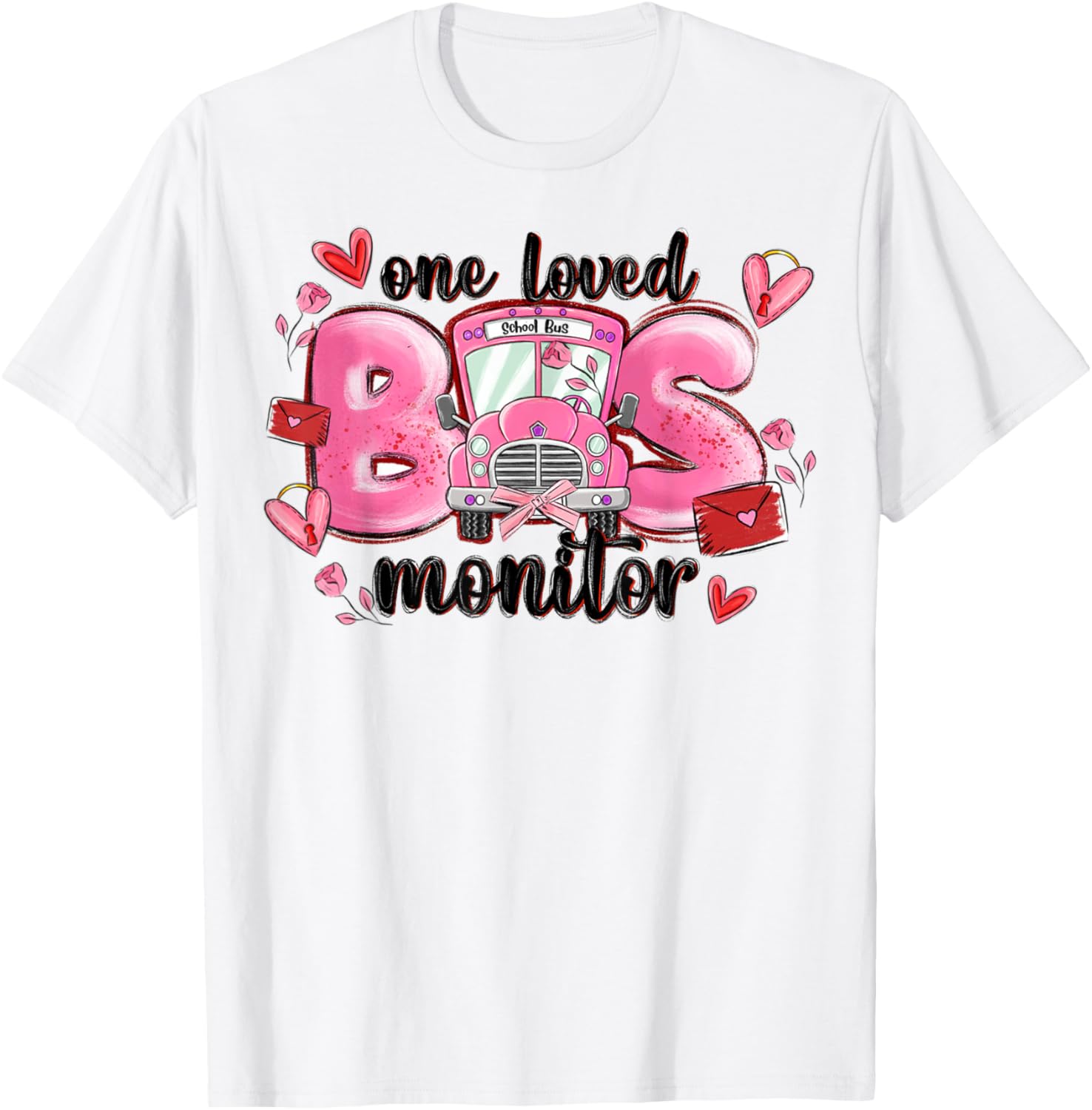 One Loved Bus Monitor Valentine's Day T-Shirt for Kids Gift - 6