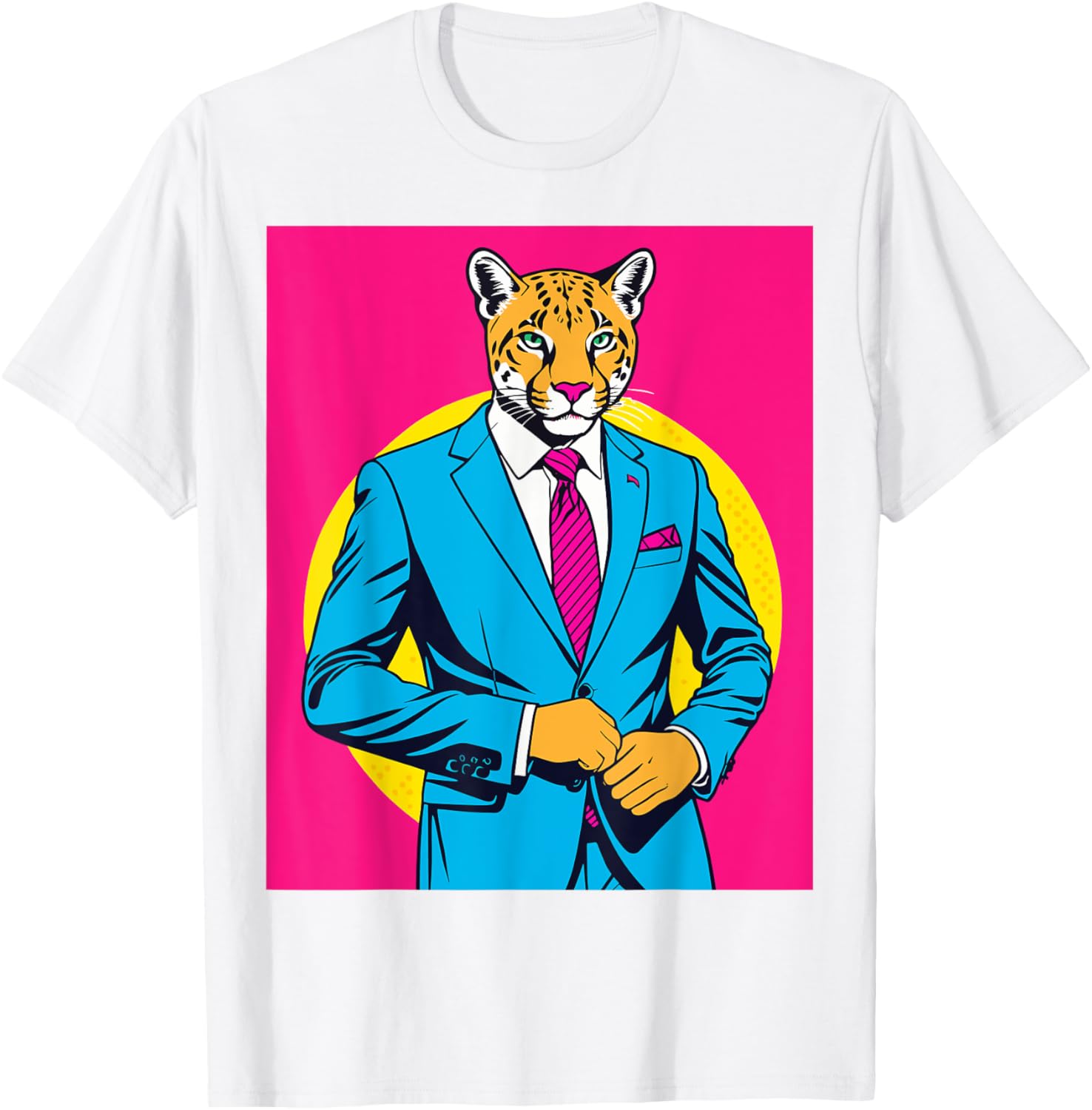 Pop Art Puma in Business Suit T-Shirt for Stylish Animal Lovers - 25