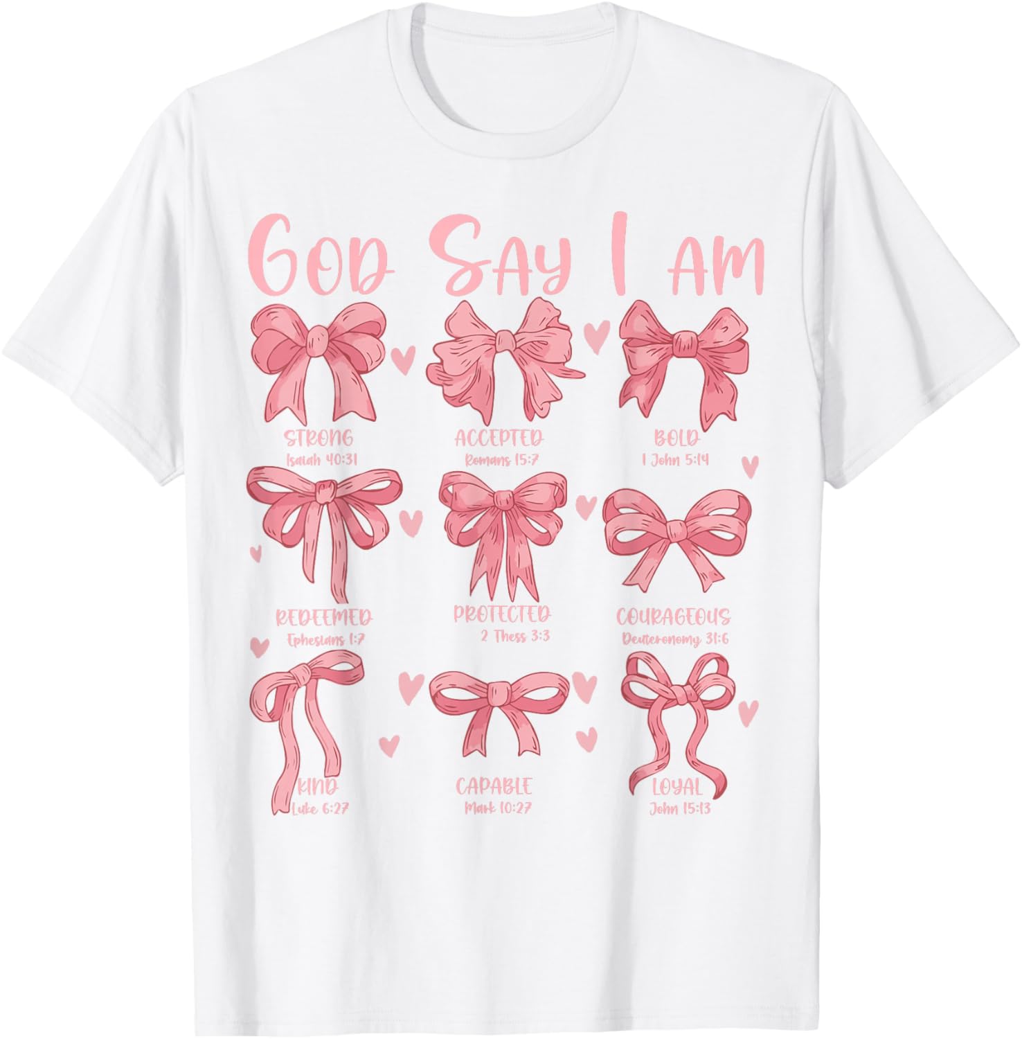 Cute Coquette Bow Christian Girls T-Shirt with Jesus for Church Wear - 13