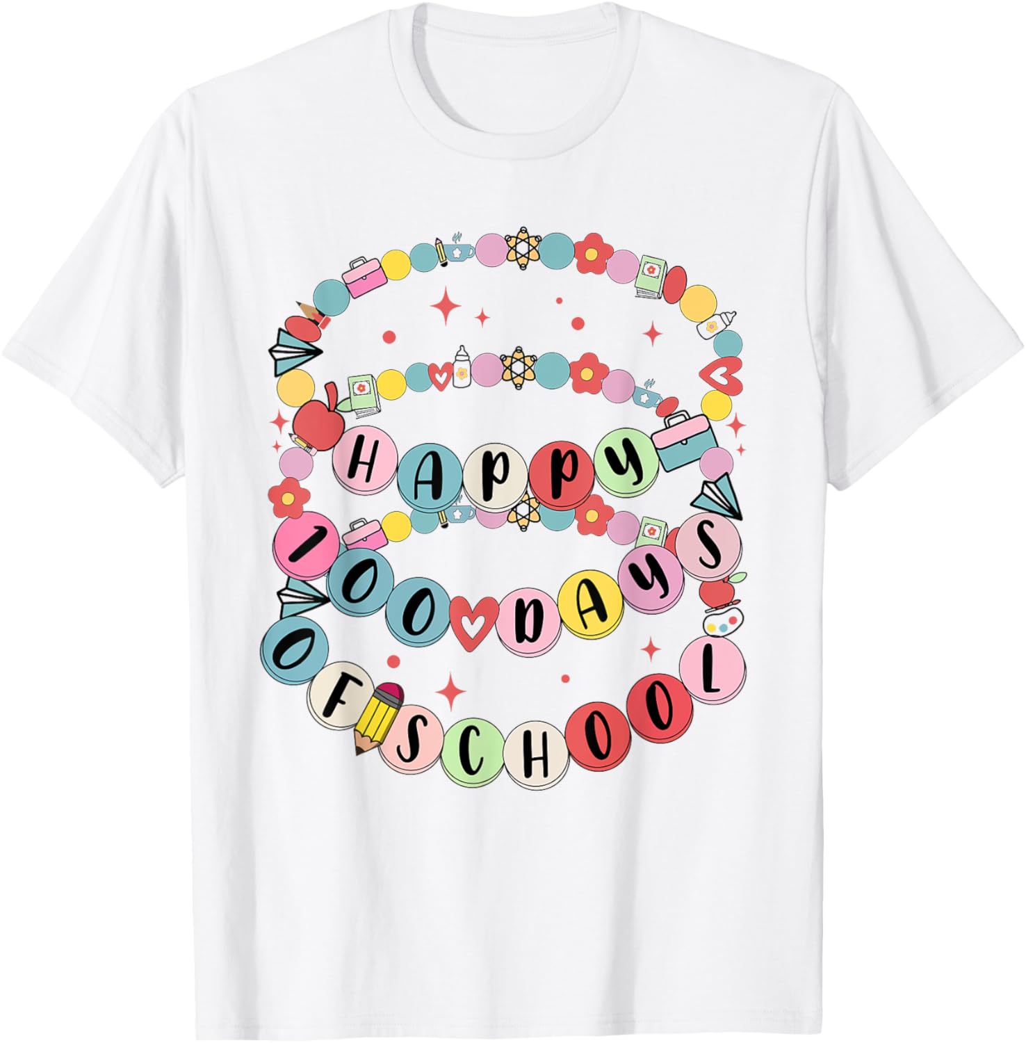Cute Little Girl 100 Days Of School Friendship Bracelet T-Shirt - 22