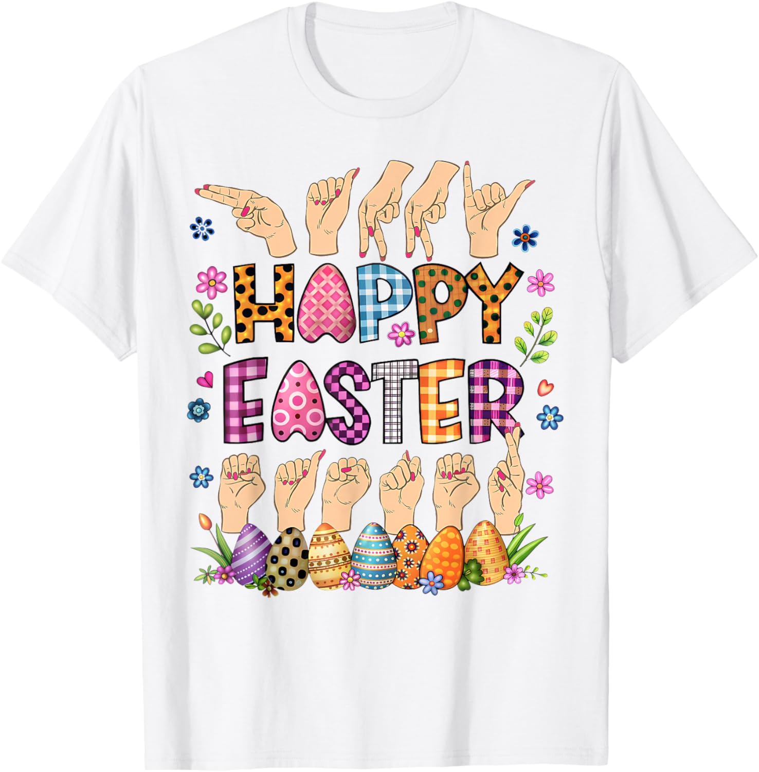 Happy Easter Eggs ASL Teacher T-Shirt for Fun Celebrations - 16