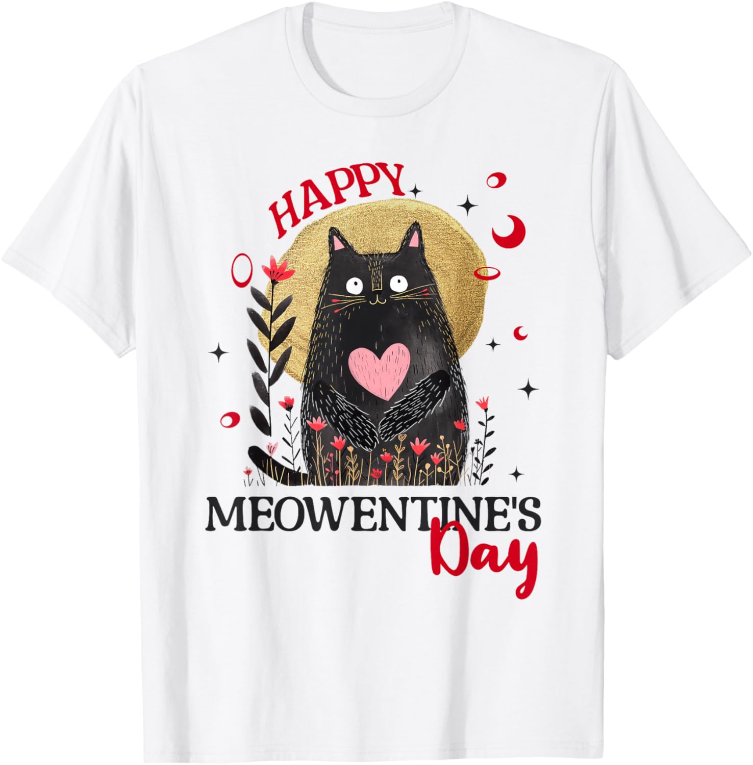 Funny Happy Meowentine's Day Cat T-Shirt for Girls and Women - 9