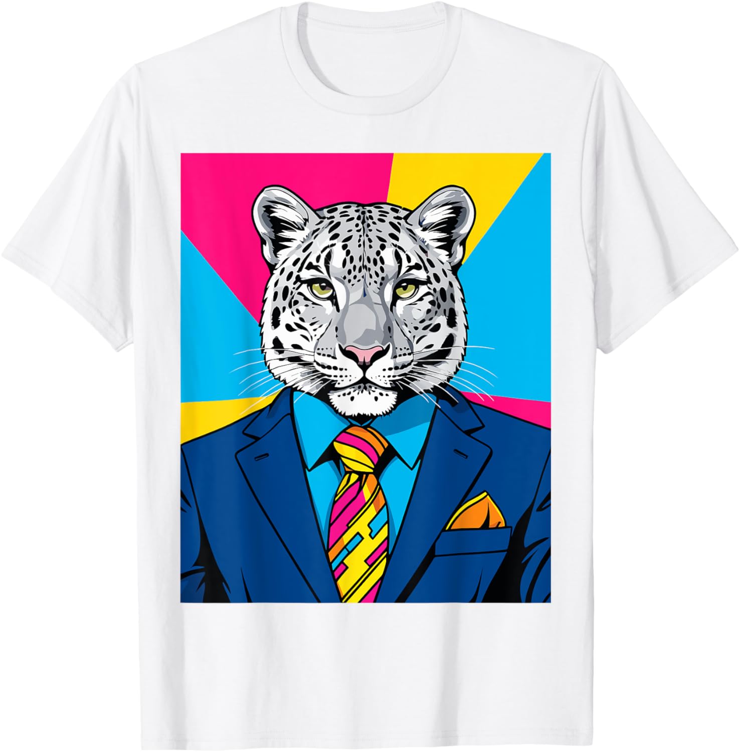 Pop Art Snow Leopard Business Suit T-Shirt Trendy Unique Fashion Wear - 10