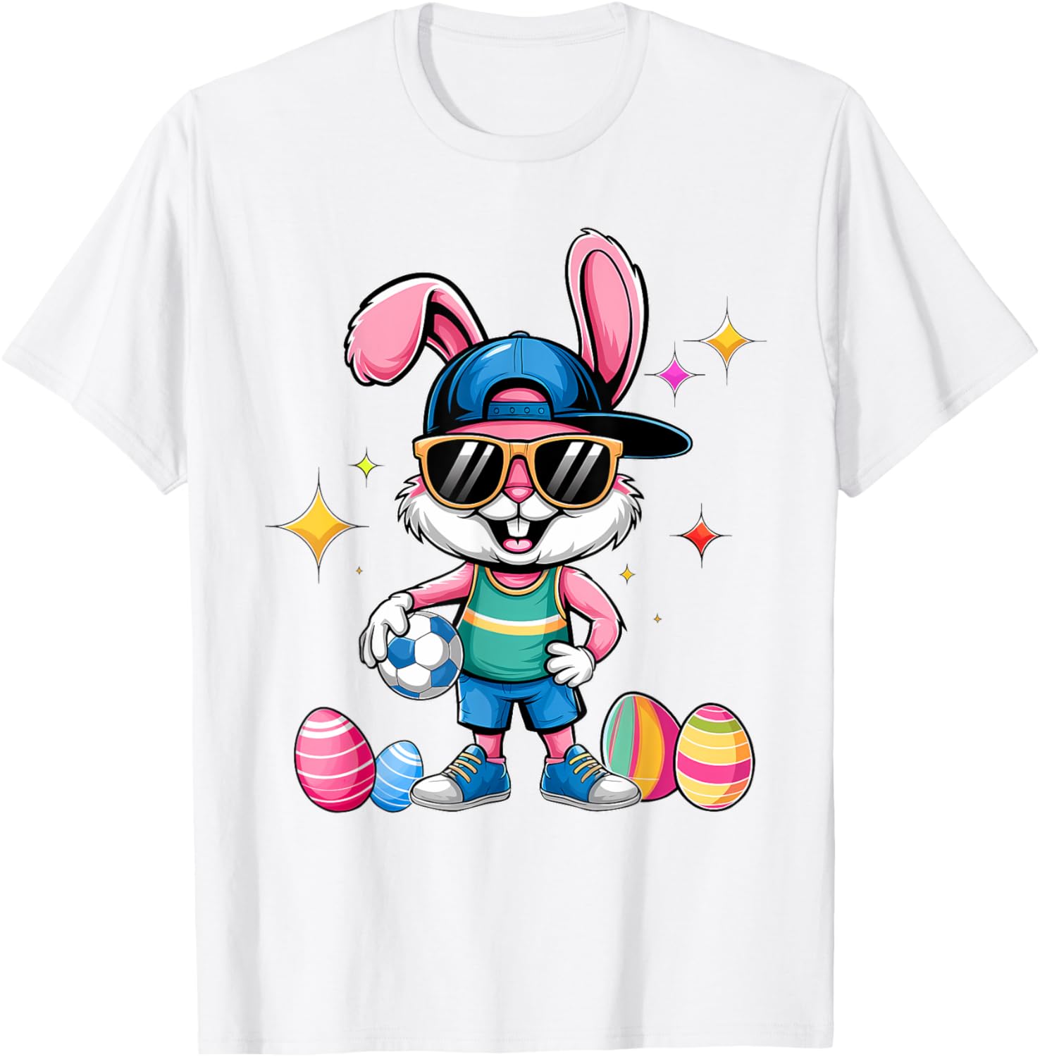 Happy Easter Bunny Soccer Kids T-Shirt for Boys Fun Sports Wear - 12