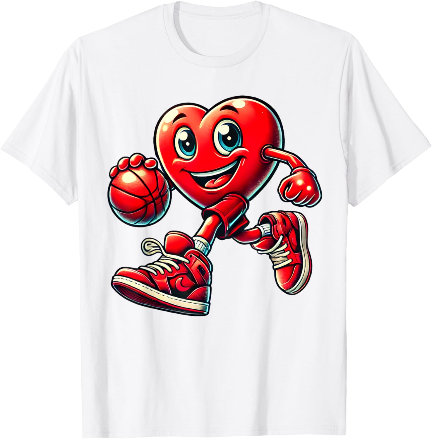 Valentine's Day Heart Basketball T-Shirt for Kids and Adults Fun Design - 17