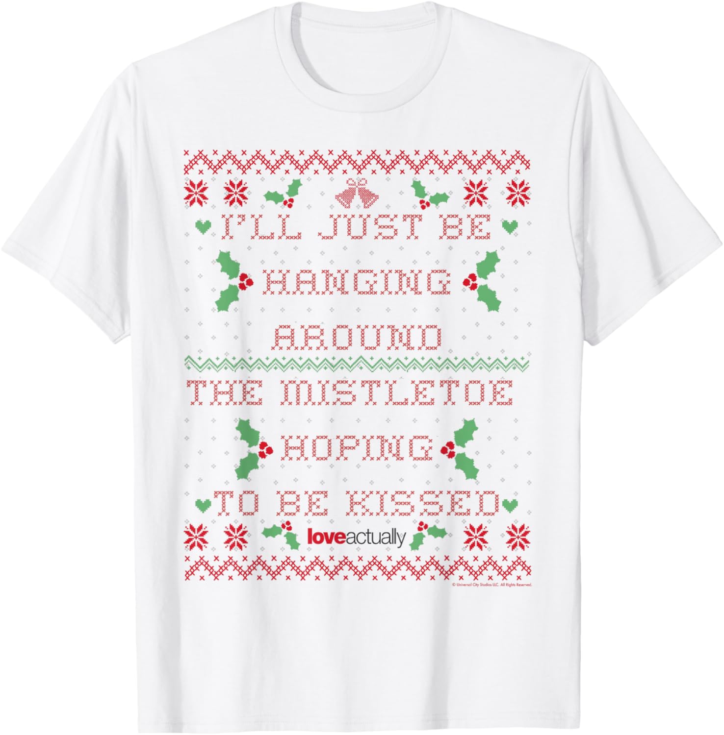 Love Actually Mistletoe Kiss Christmas T-Shirt for Holiday Cheer - 1