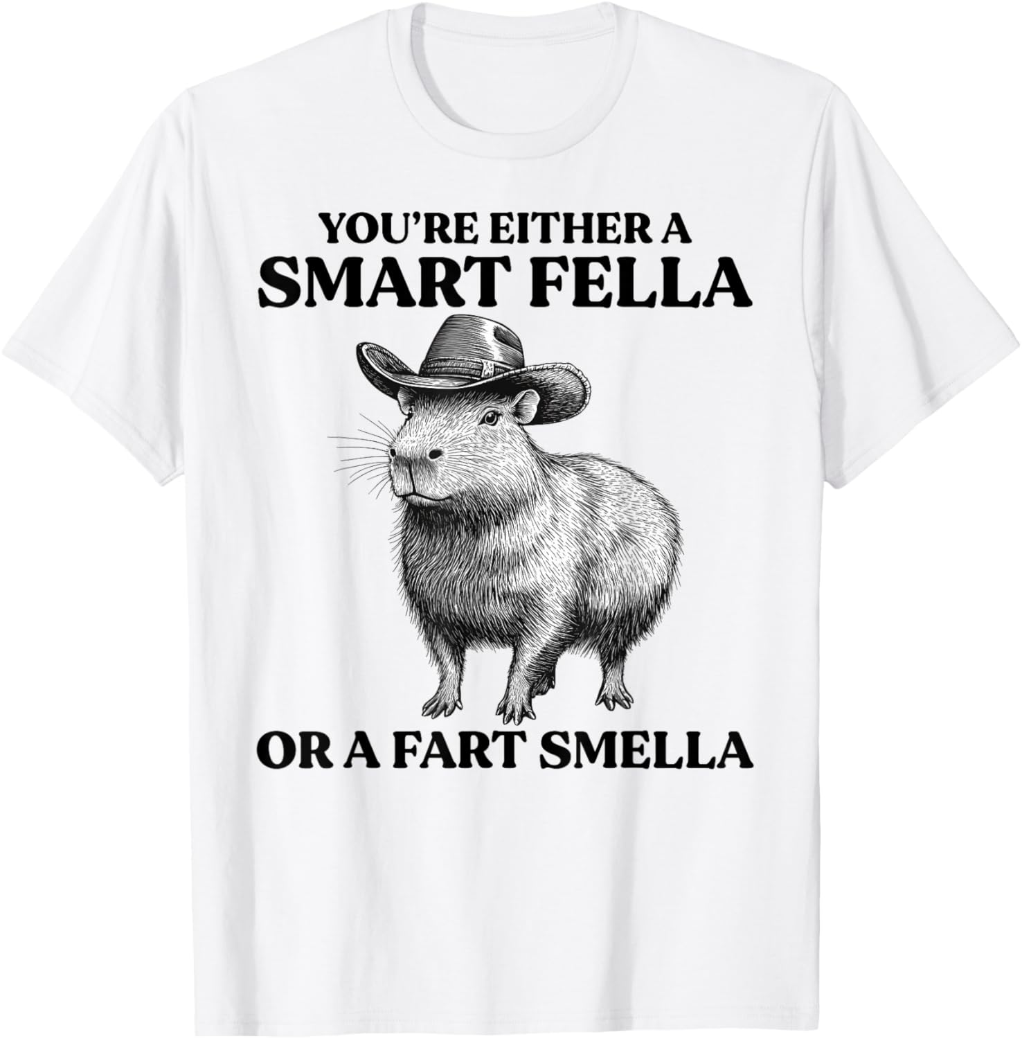 Funny Capybara T-Shirt You're Either A Smart Fella Or A Fart Smella - 6