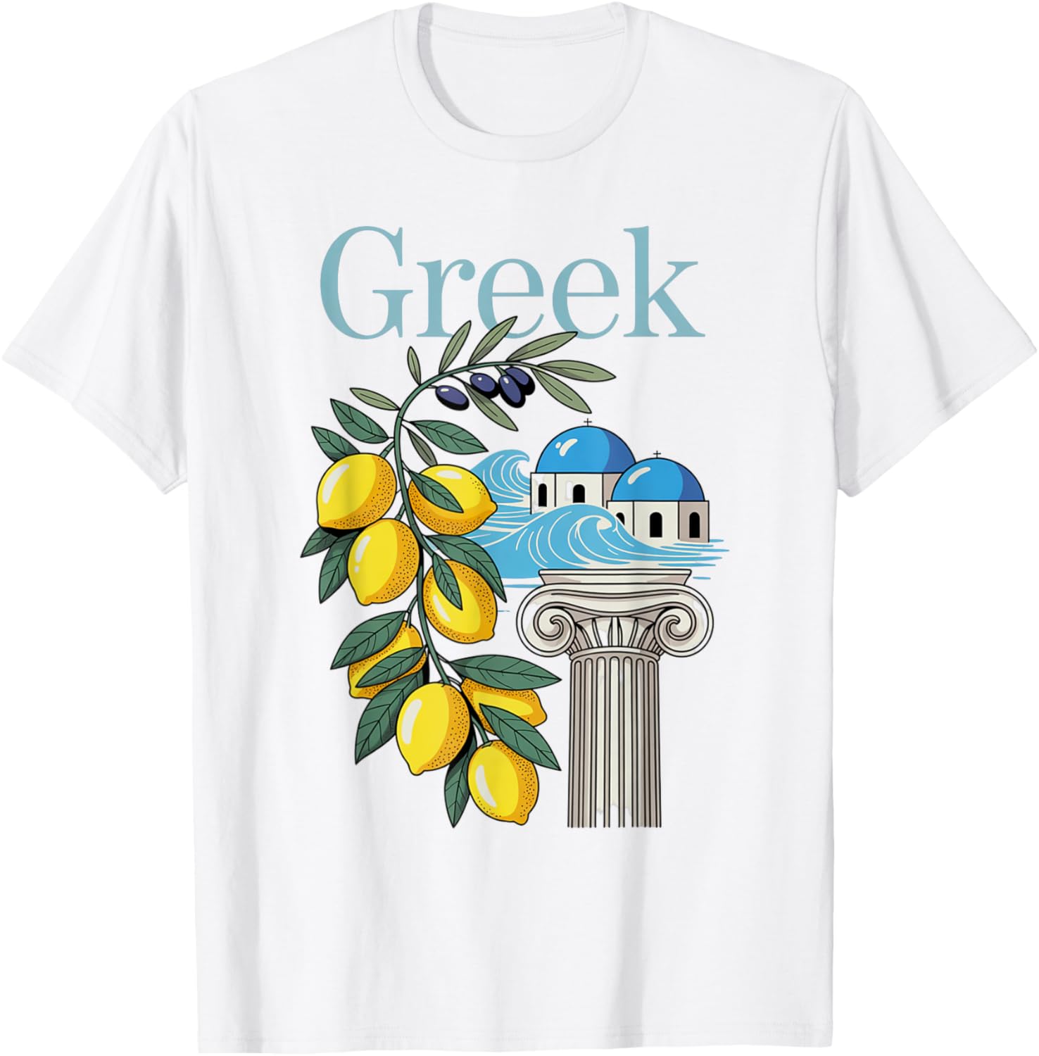 Greek Culture T-Shirt Featuring Lemons and Iconic Architecture Souvenir - 5