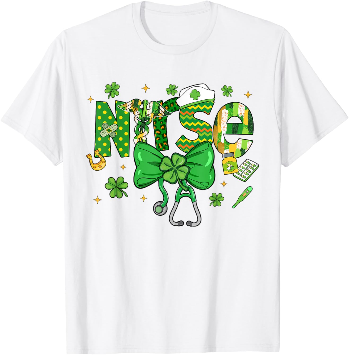 Irish Nurse Stethoscope St Patrick's Day T-Shirt for Healthcare Heroes - 20