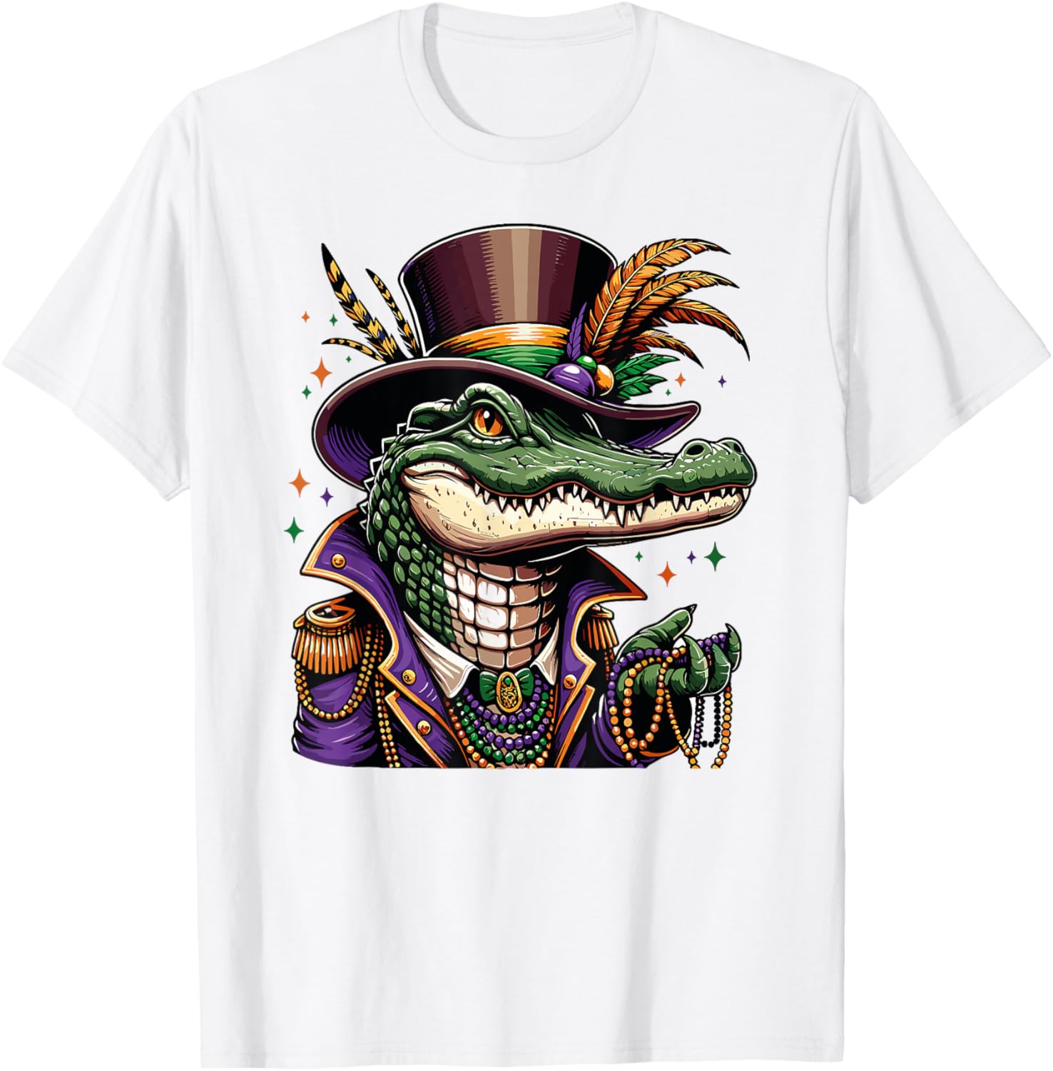Mardigator Mardi Gras Alligator T-Shirt for Fun Men and Women - 3