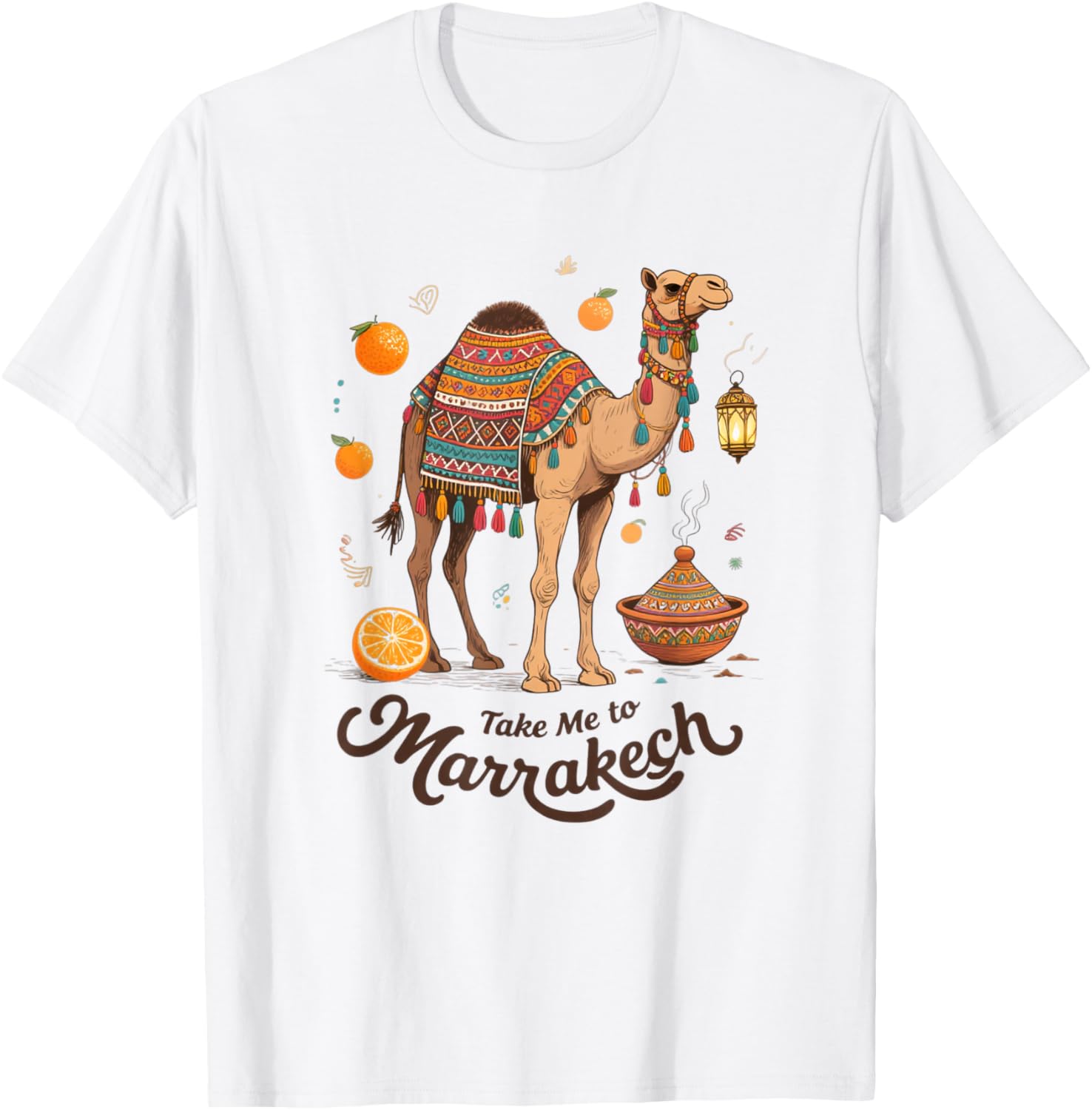 Moroccan Camel Art T-Shirt for Marrakech Vacation Souvenir Gift - 1