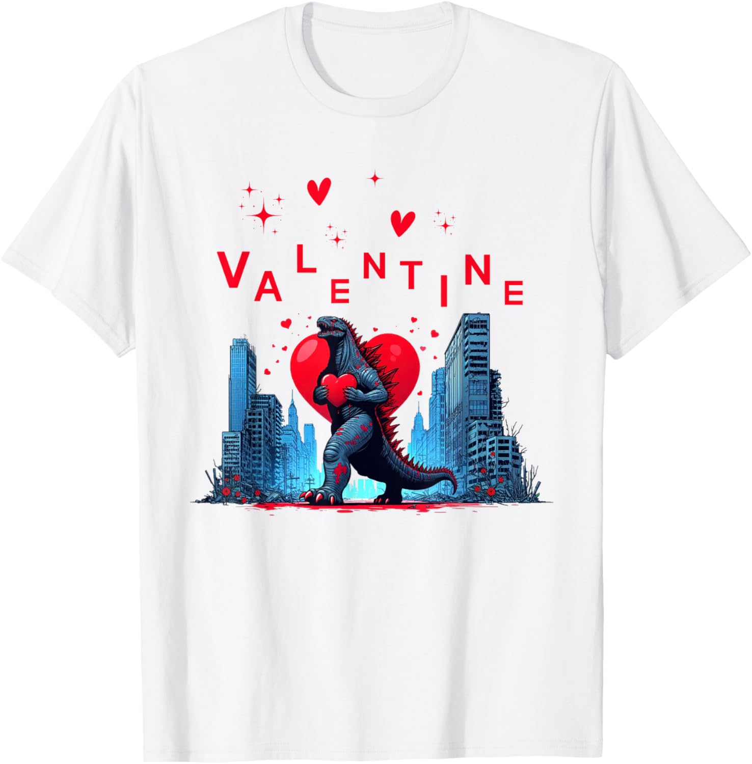 Valentine Kaiju Monster Art T-Shirt for Lovers - Cute Japanese Design - 2
