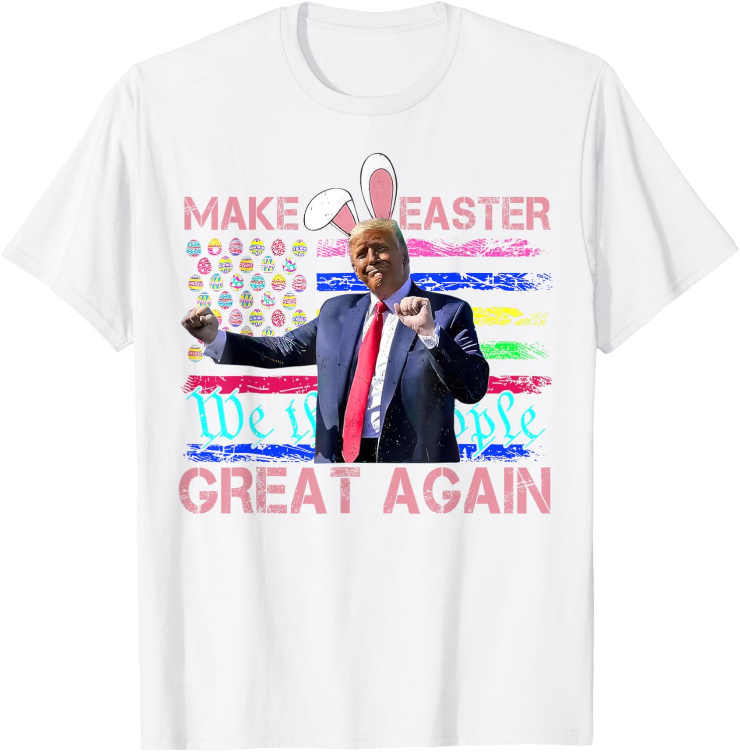 Funny Trump Dancing Easter T-Shirt with USA Flag for Holiday Fun - 5